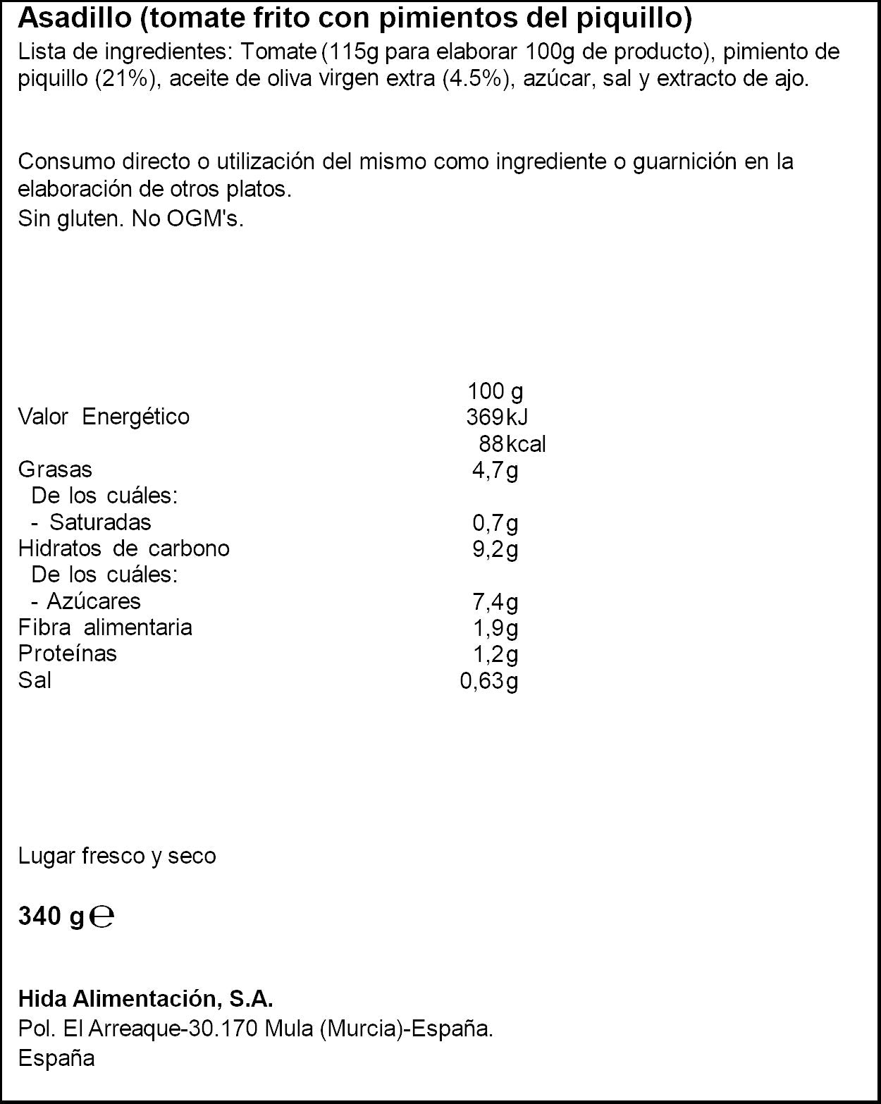 Asadillo estilo casero lata Hida 340g escurr