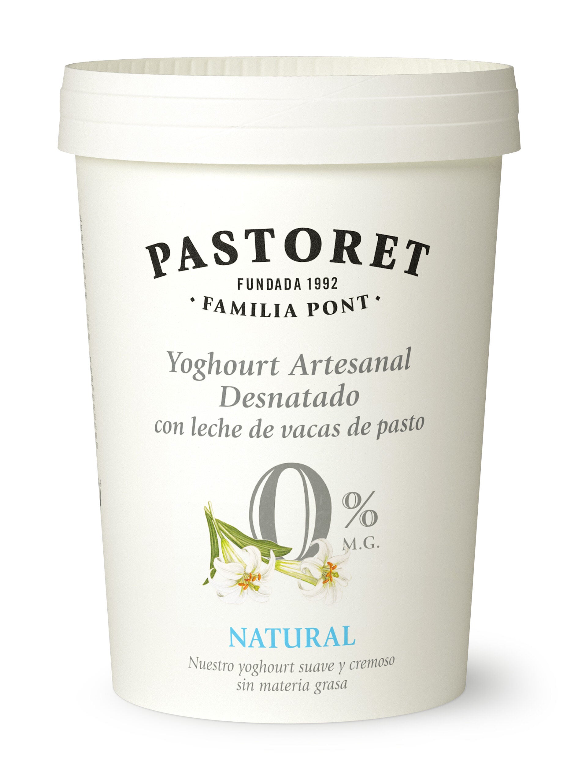 Yogur desnatado artesano natural 0% Pastoret 500g