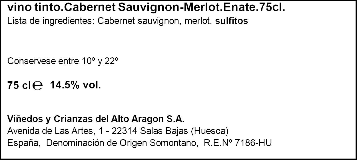 Vino tinto somontano cab/mer Enate 75cl