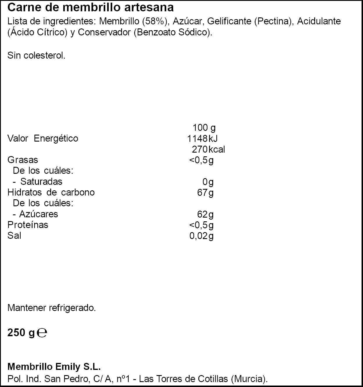 Carne membrillo artesana Emily foods 250g