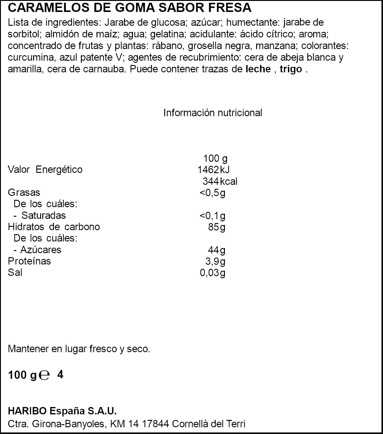 Golosinas fresones Haribo 100g