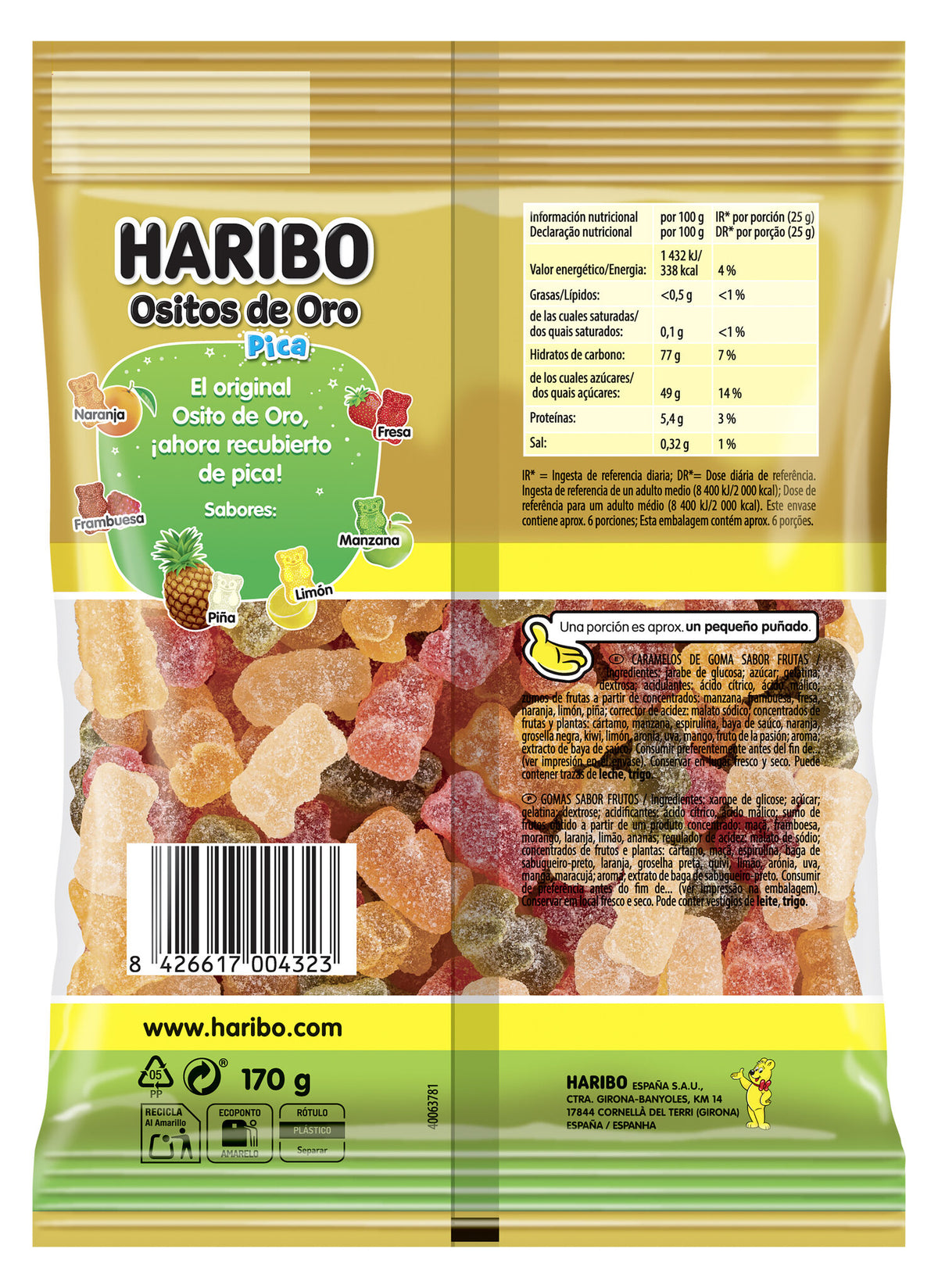 Gominolas ositos oro pica pica Haribo 150g