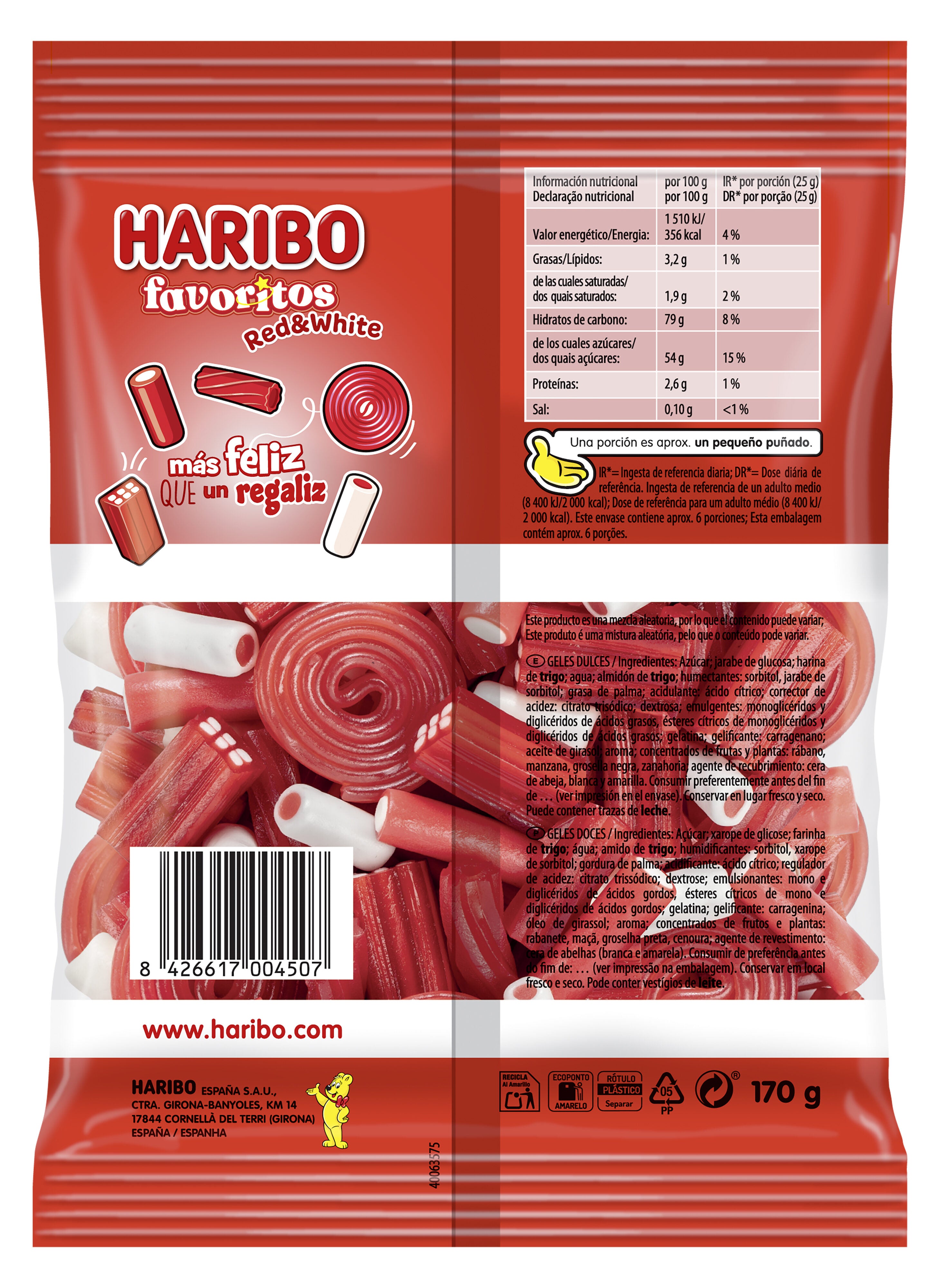 Regalices favoritos red & white Haribo 150g