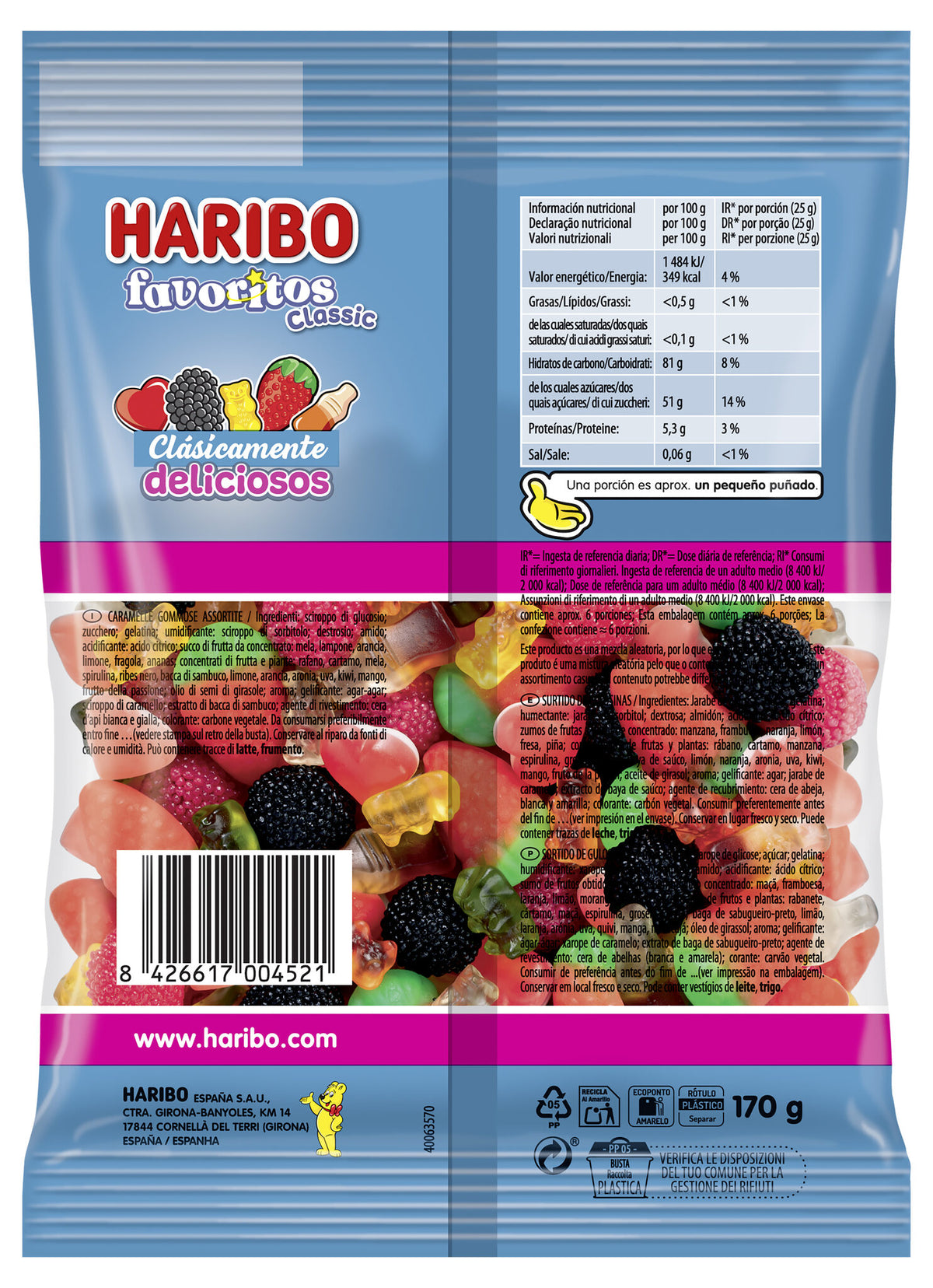 Gominolas favoritos classic Haribo 150g