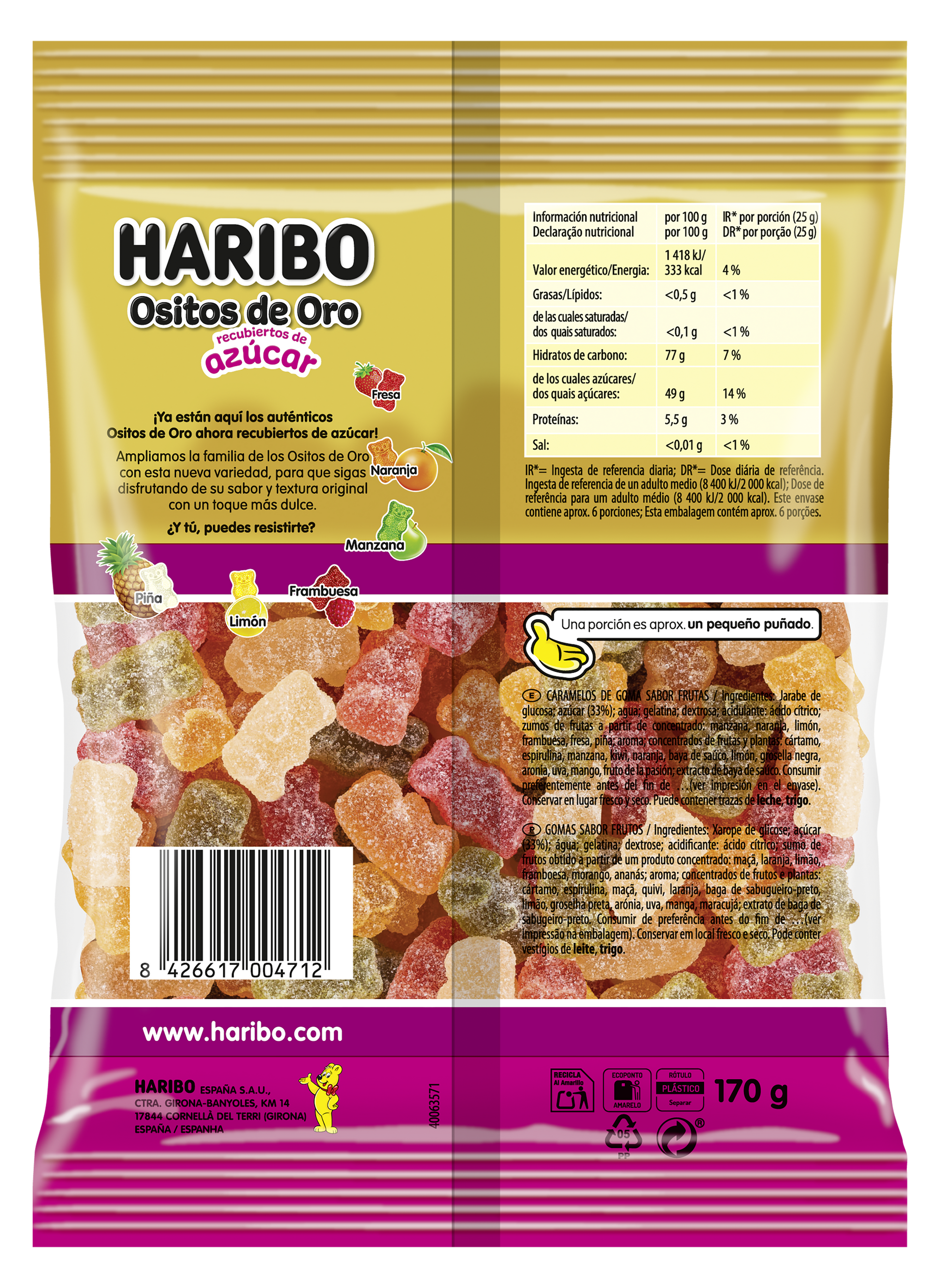 Gominolas ositos de oro azucar Haribo 150g