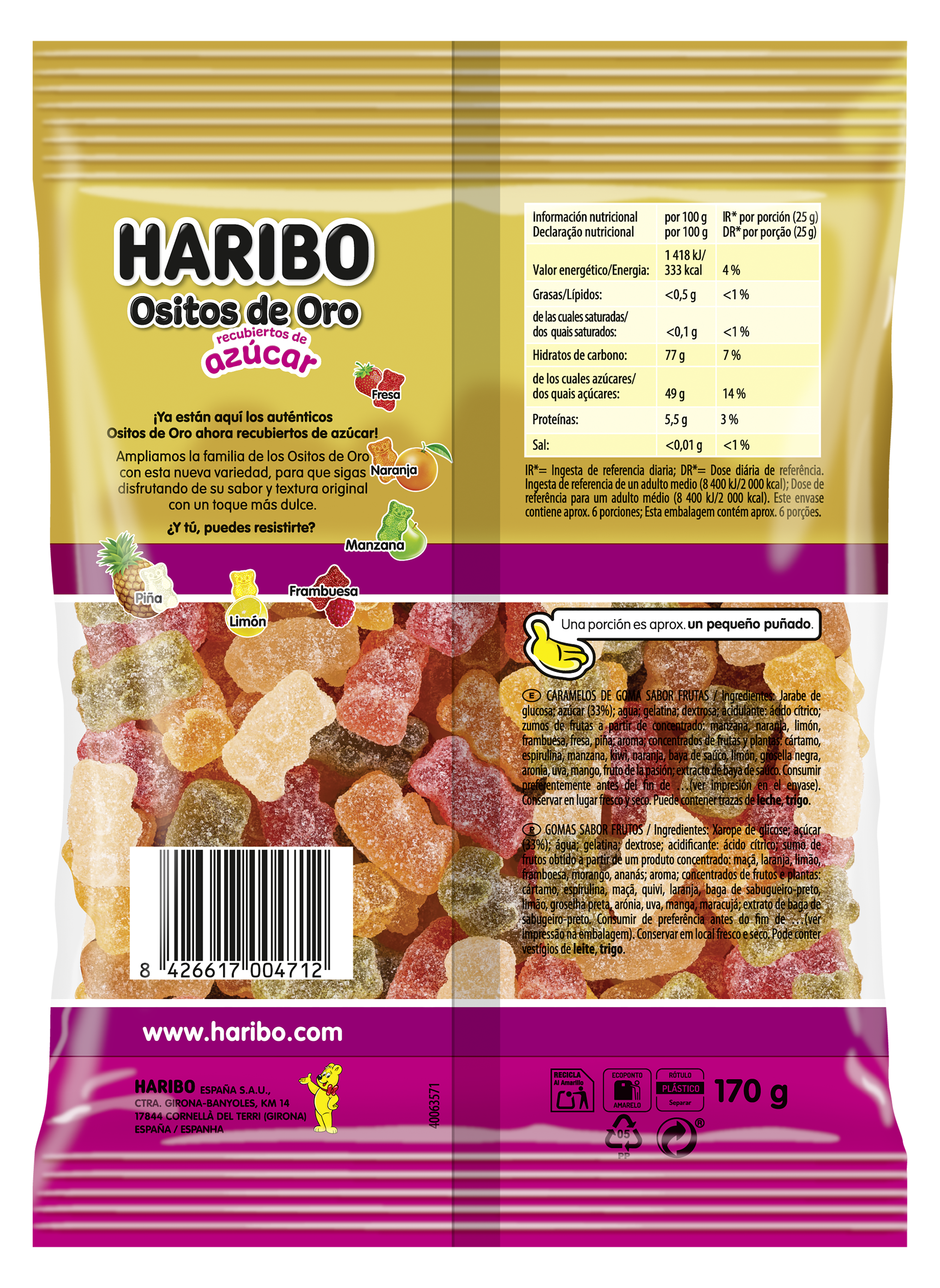 Gominolas ositos de oro azucar Haribo 150g
