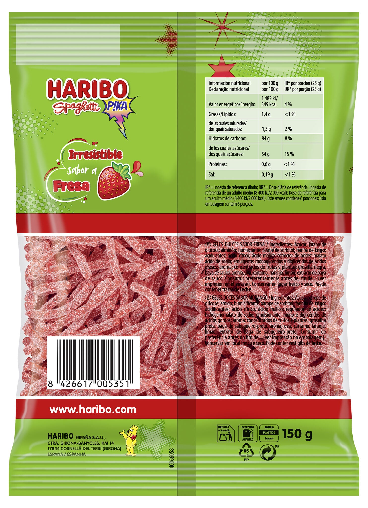 Regalices spaghetti fresa Haribo 150g