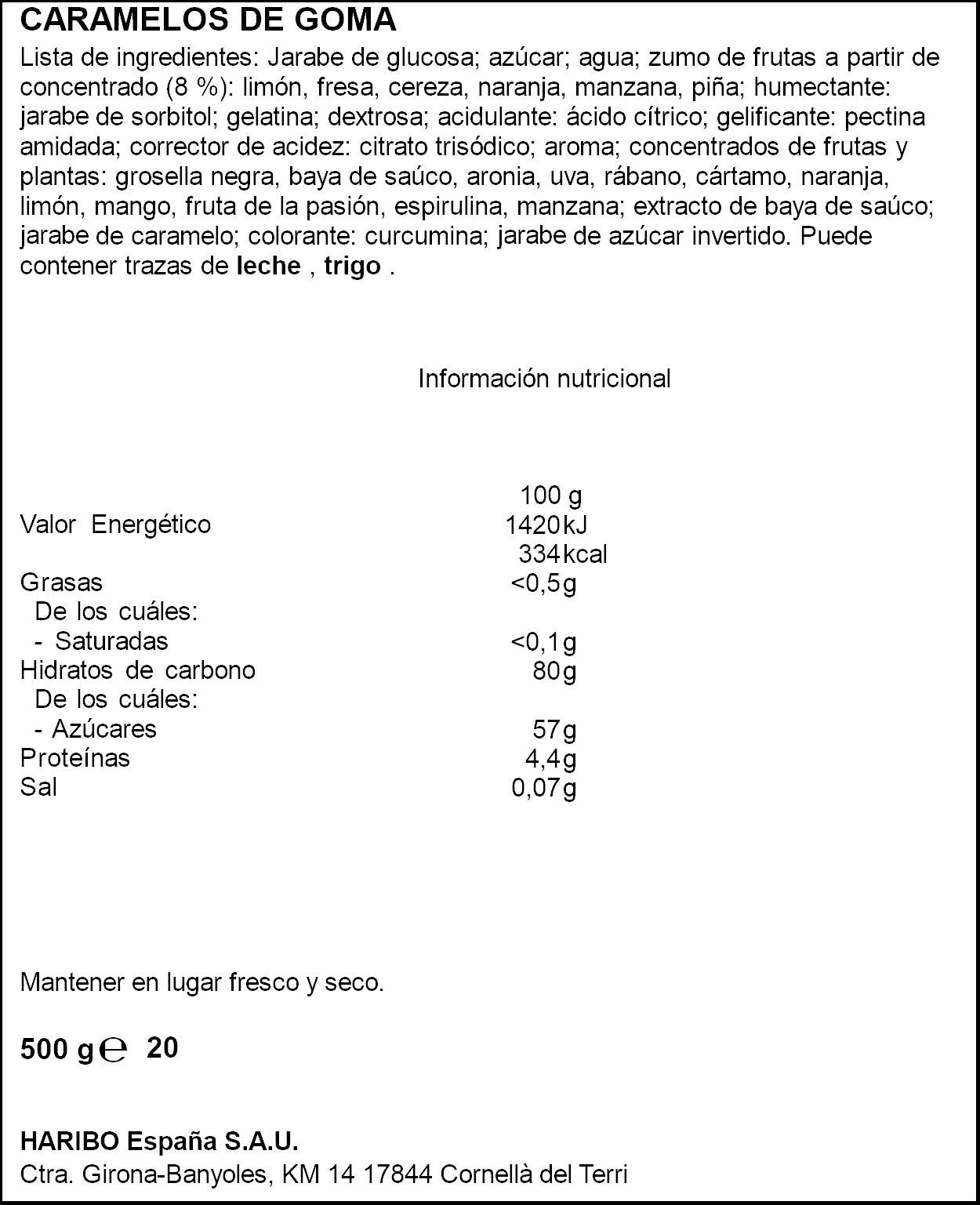 Golosinas favoritos Haribo 500g