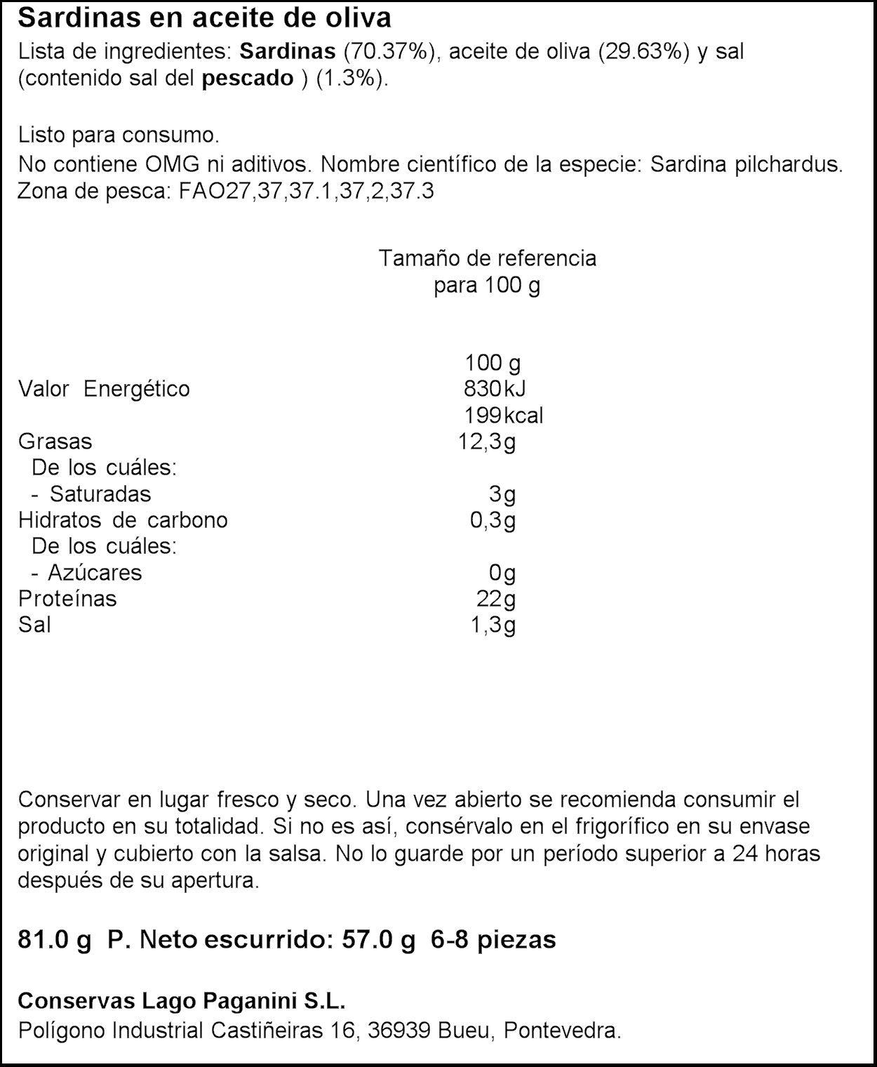 Sardinillas aceite oliva Balea 57g escurr