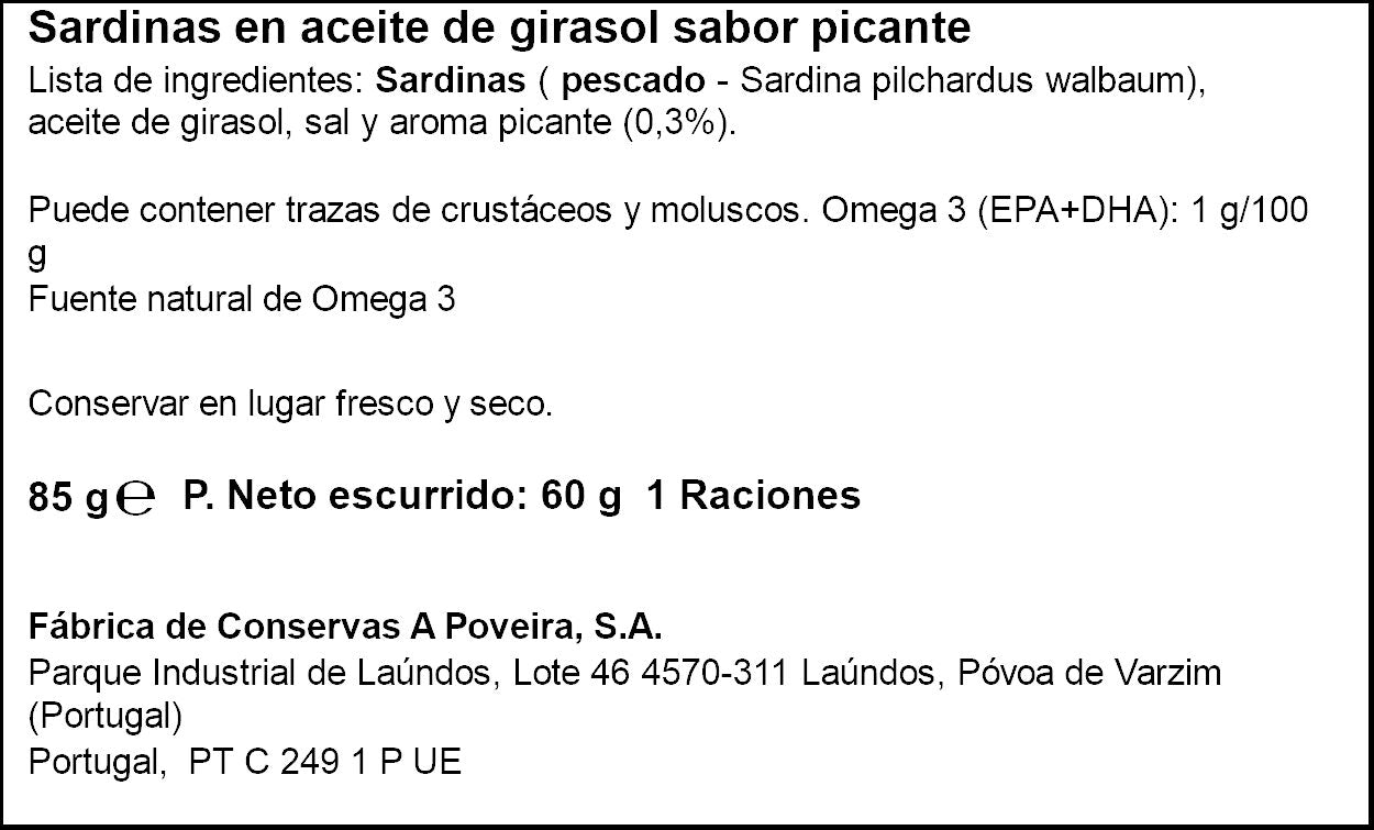 Sardinillas aceit vegetal picante rr-90 lata Ribeira 60g escurr