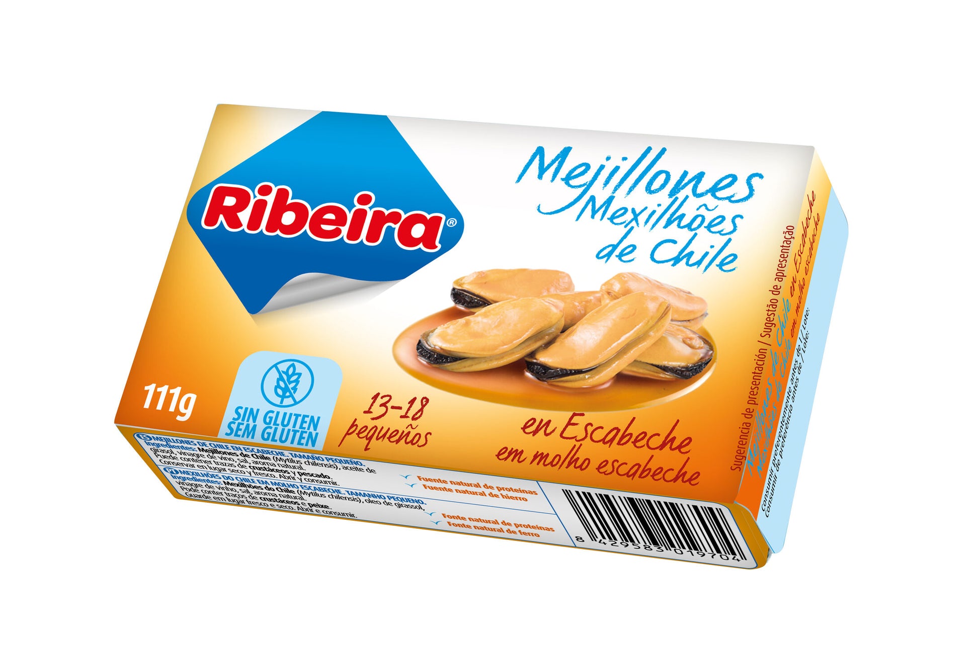 Mejillón de chile escabeche 13/18 ol-120 lata Ribeira 69g escurr