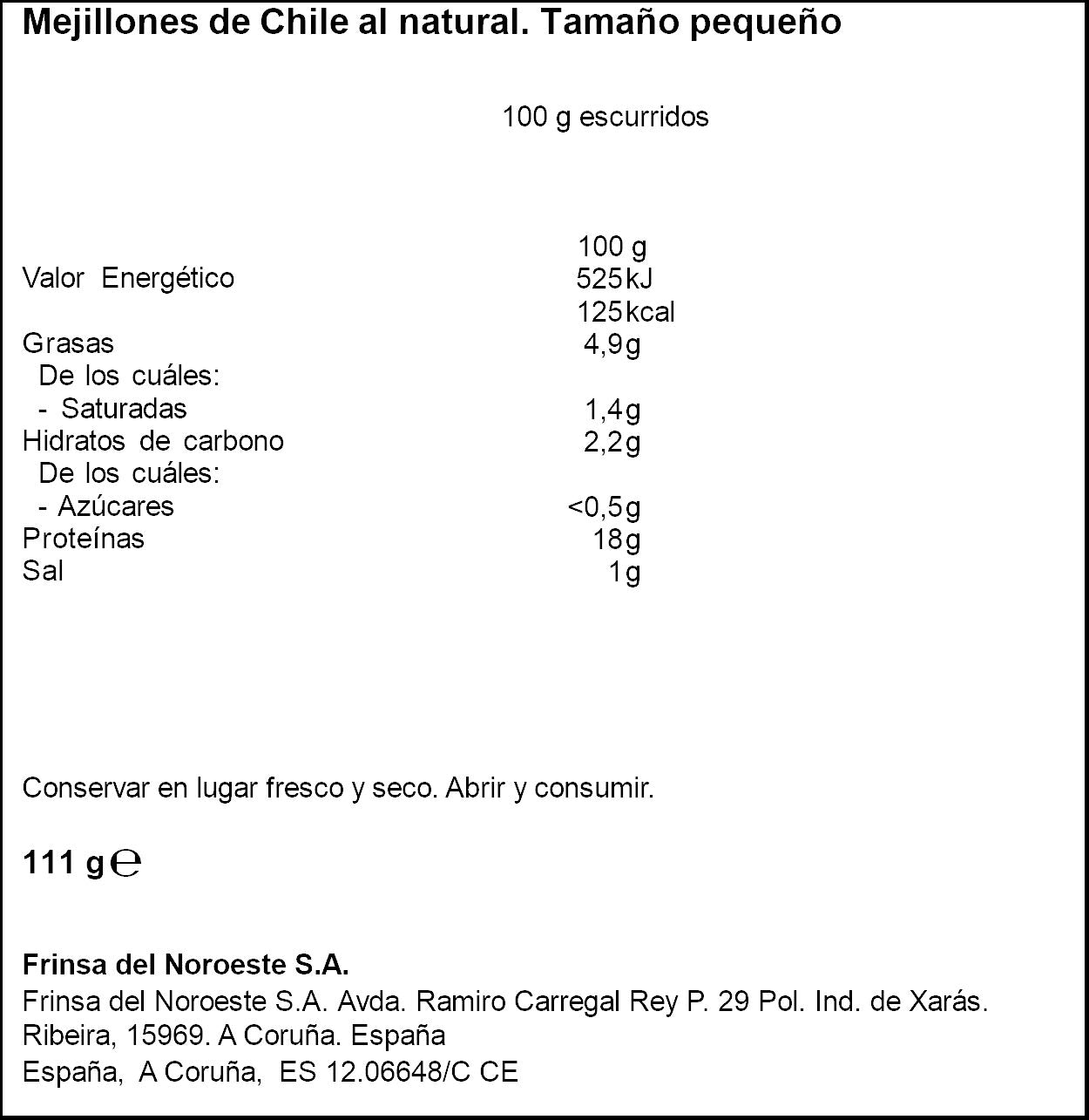 Mejillón de chile al natural rr-120 Ribeira 69g escurr