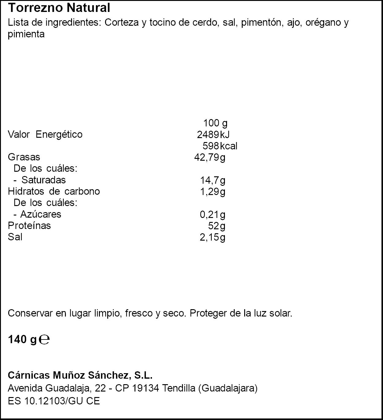 Torreznillo tarrina Tendilla 140g
