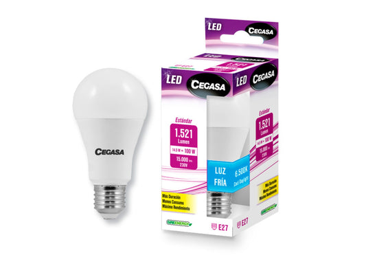 BOMBILLA LED ESTÁNDAR 14.5W E27 1521LM LUZ FRIA CEGASA 1U La Despensa