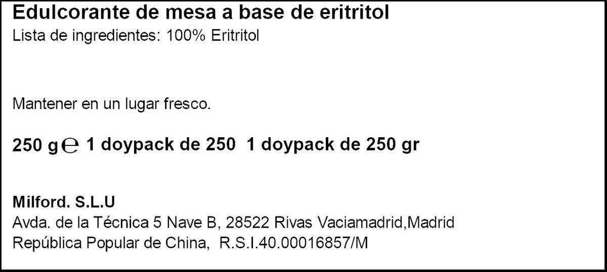 Edulcorante eritritol Orinoco 250g