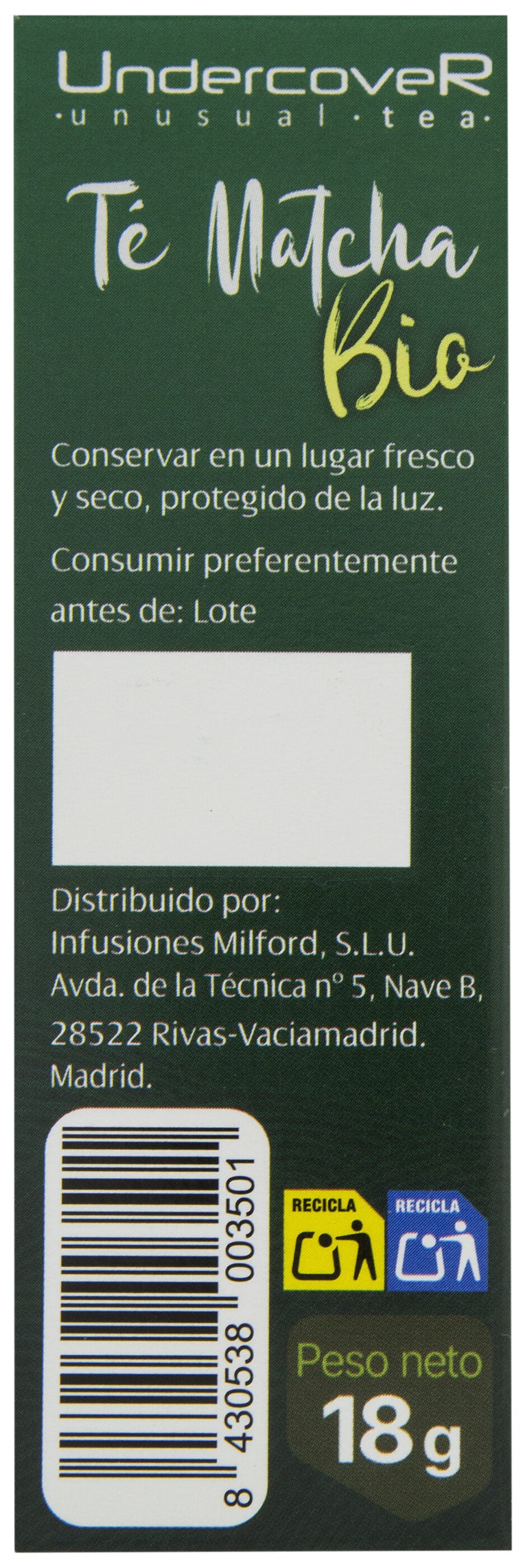 Te matcha bio Undercover p12 18g
