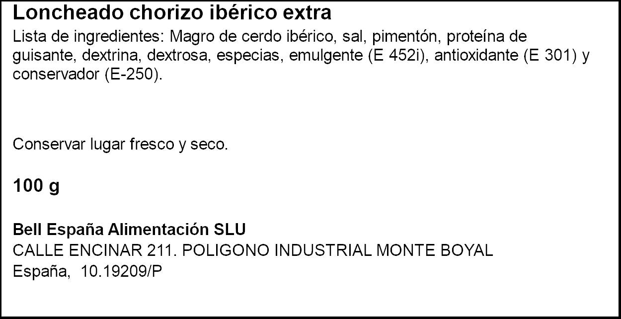 Chorizo iberico extra lonchas Sánchez Alcaraz 100g