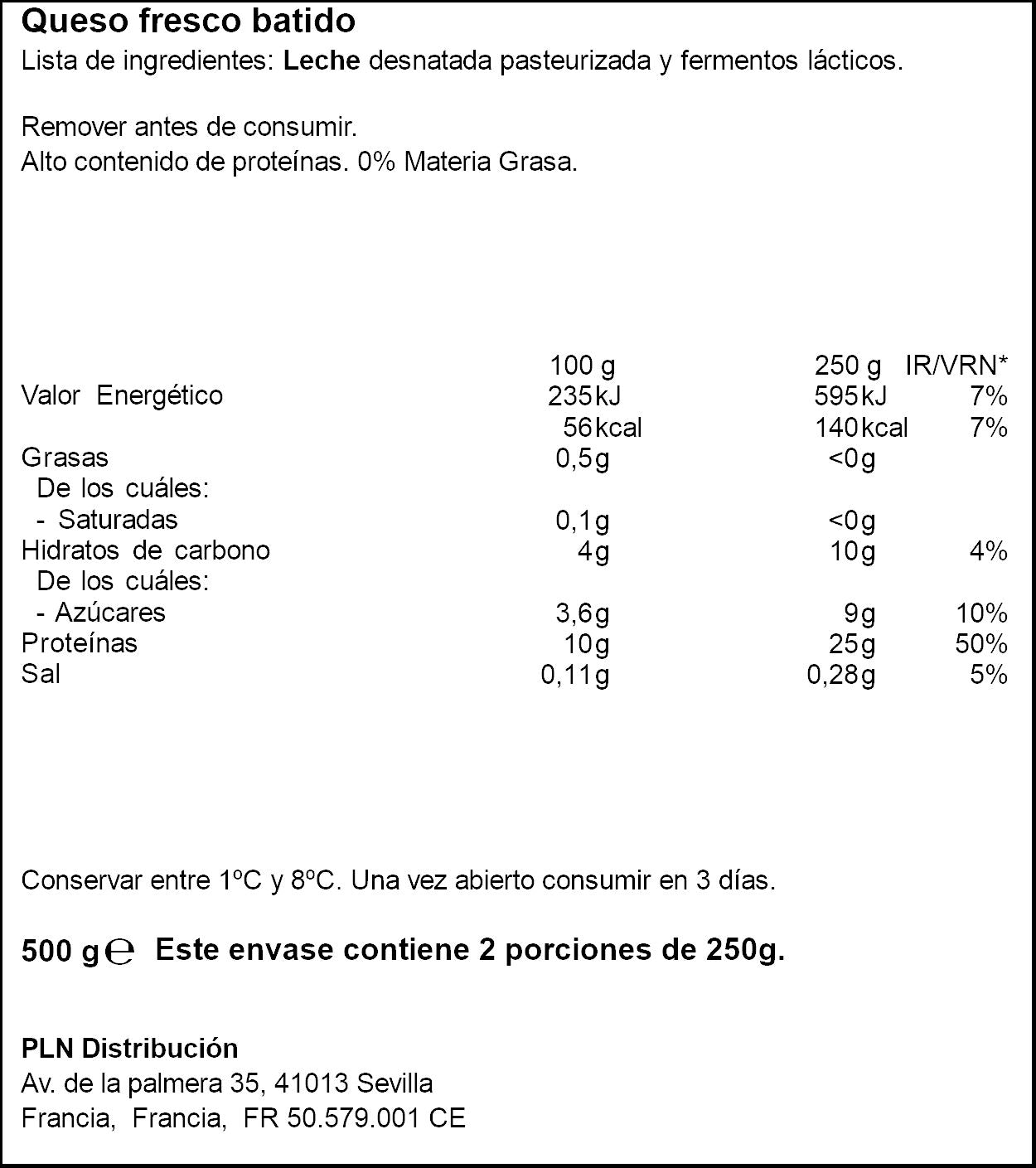 Queso fresco batido 0% proteina Margui 500g