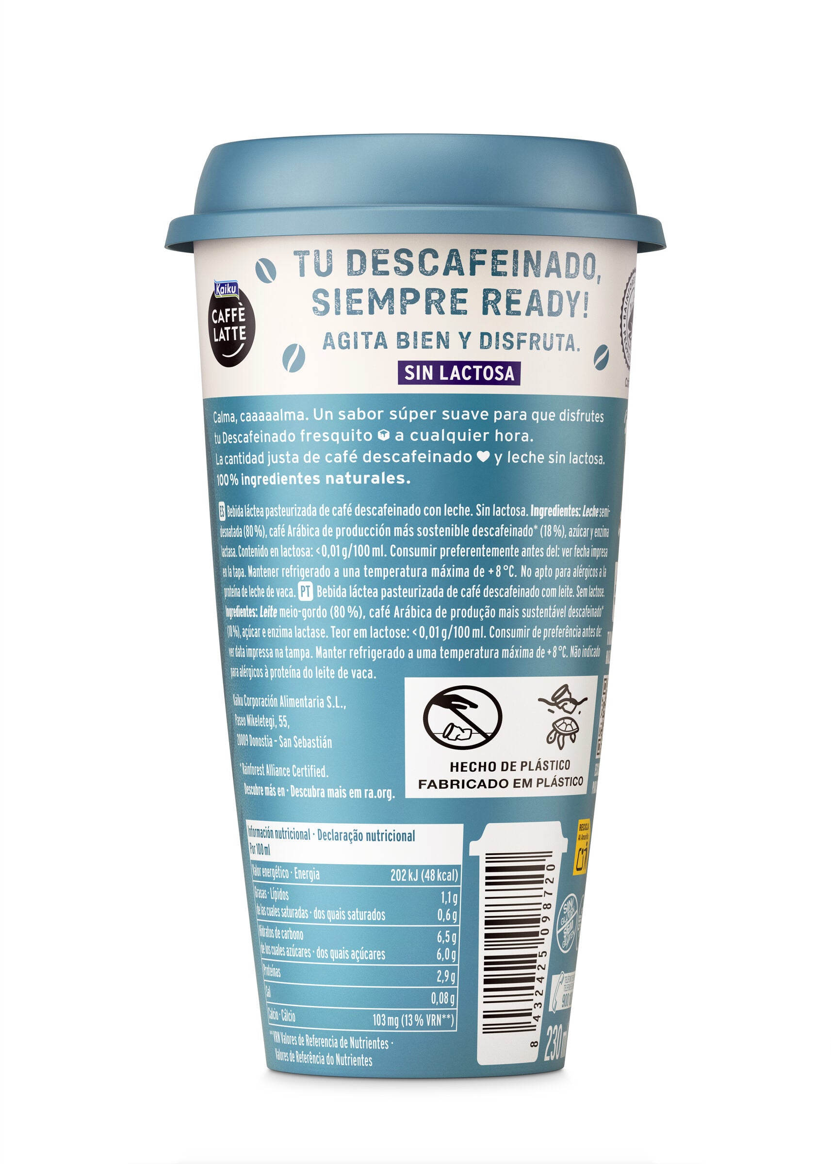 Café latte descafeinado Kaiku 230ml