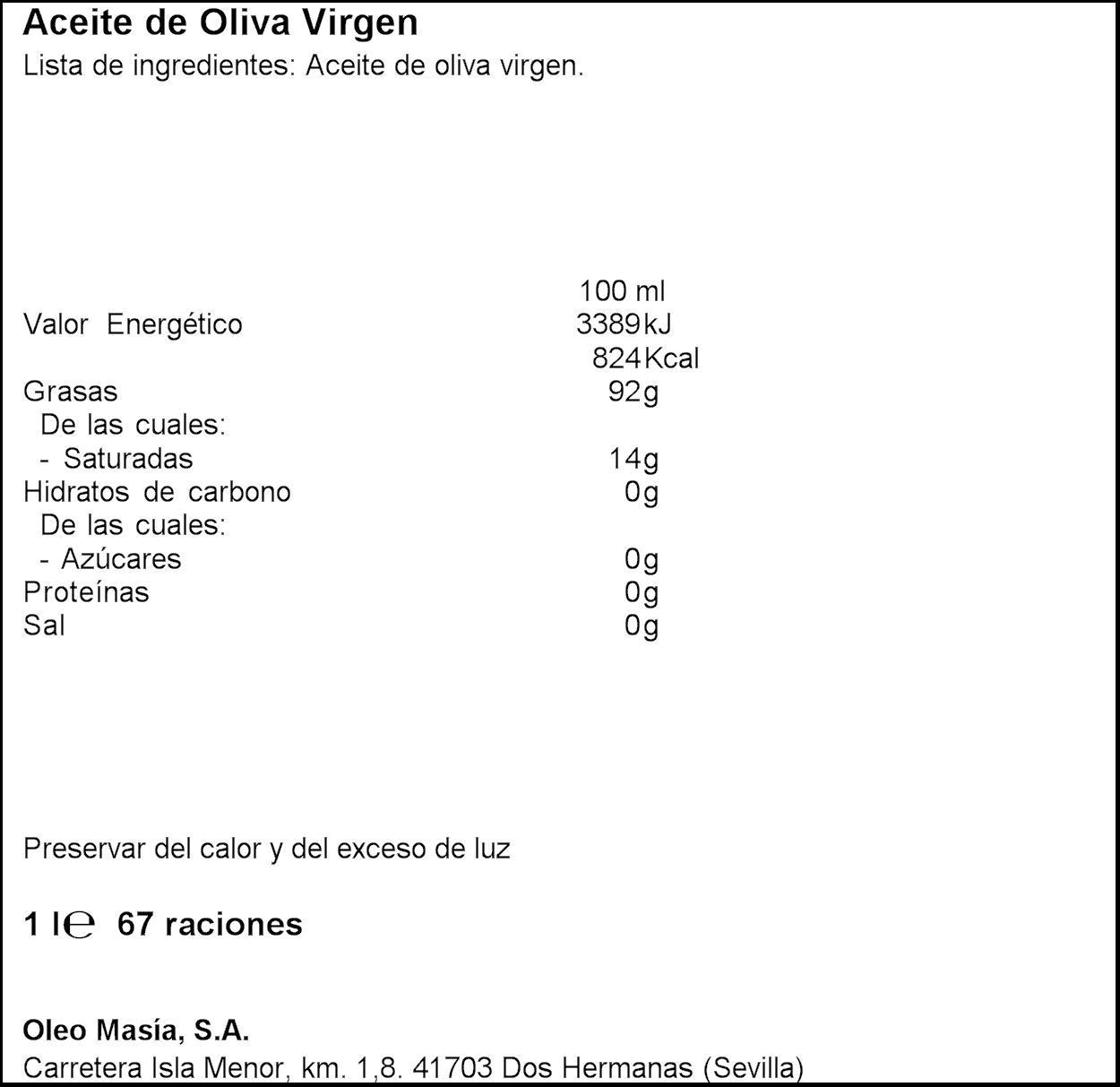 Aceite oliva virgen selección la masía 1l