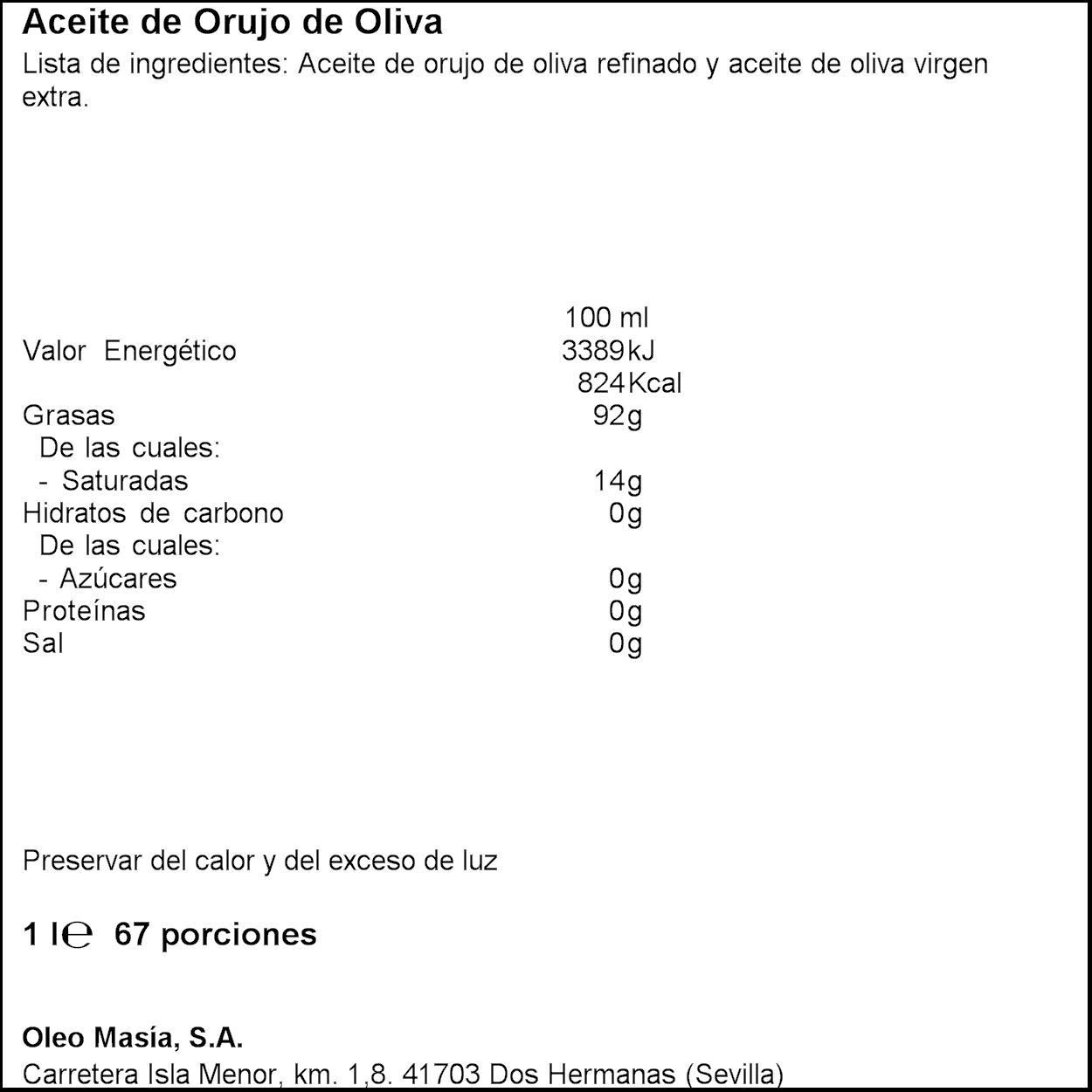 Aceite orujo oliva Lindoliva 1l
