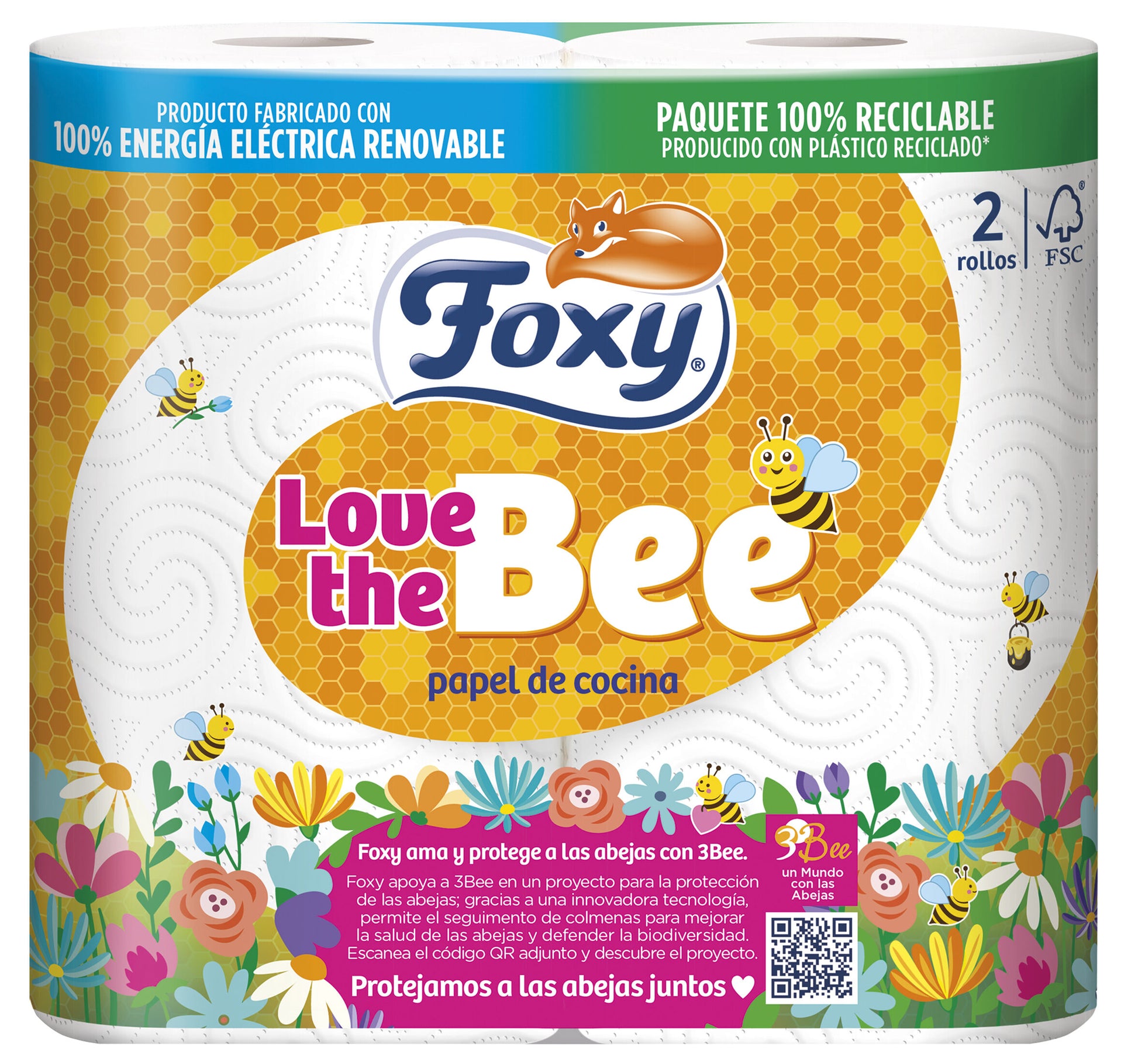 Papel cocina love the bee foxi p2