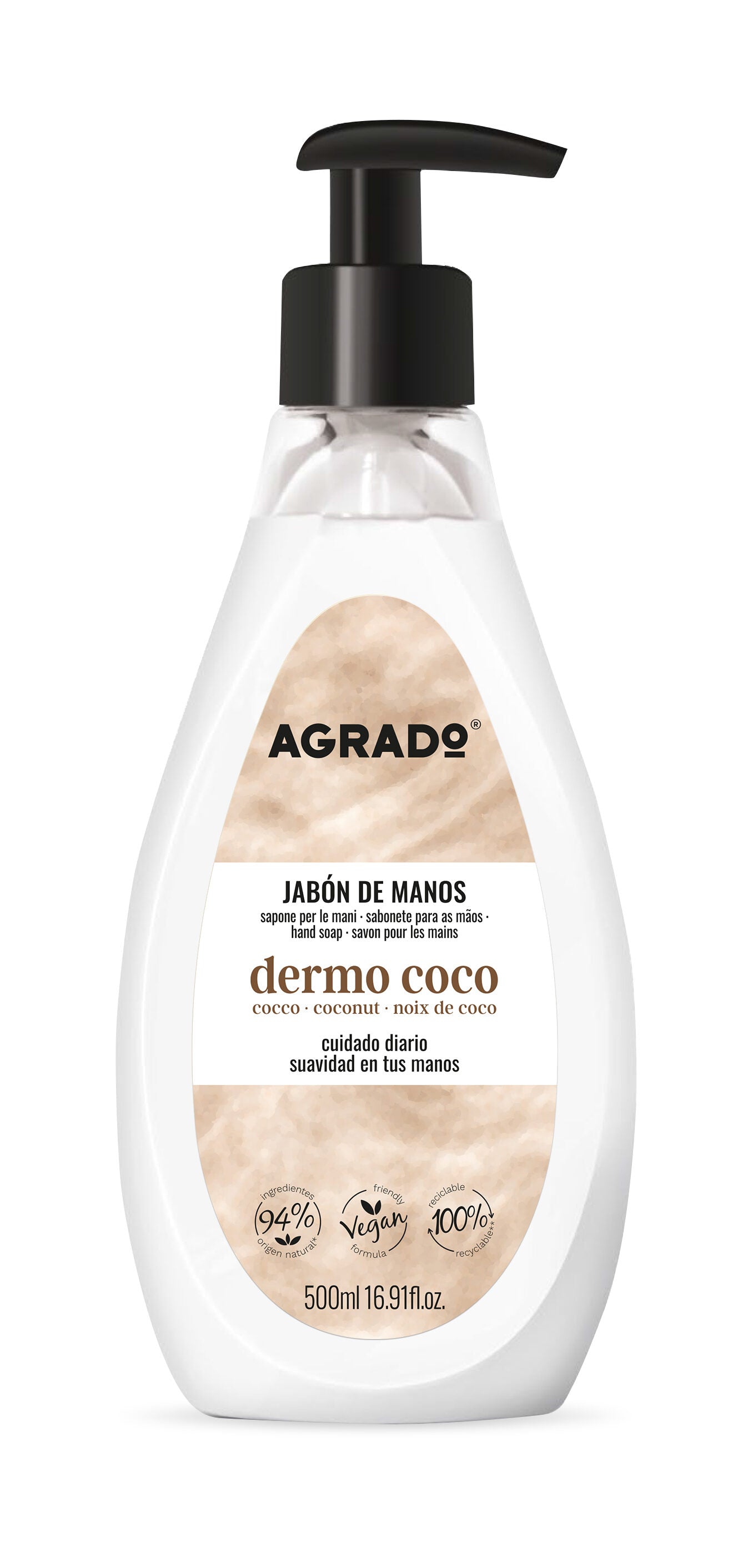 Jabón dosificador mano coco Agrado 500ml