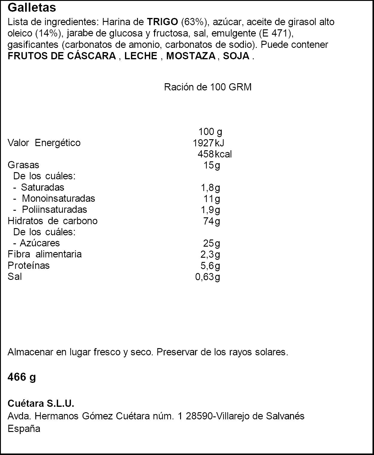 Galleta campurriana Cuétara 466g