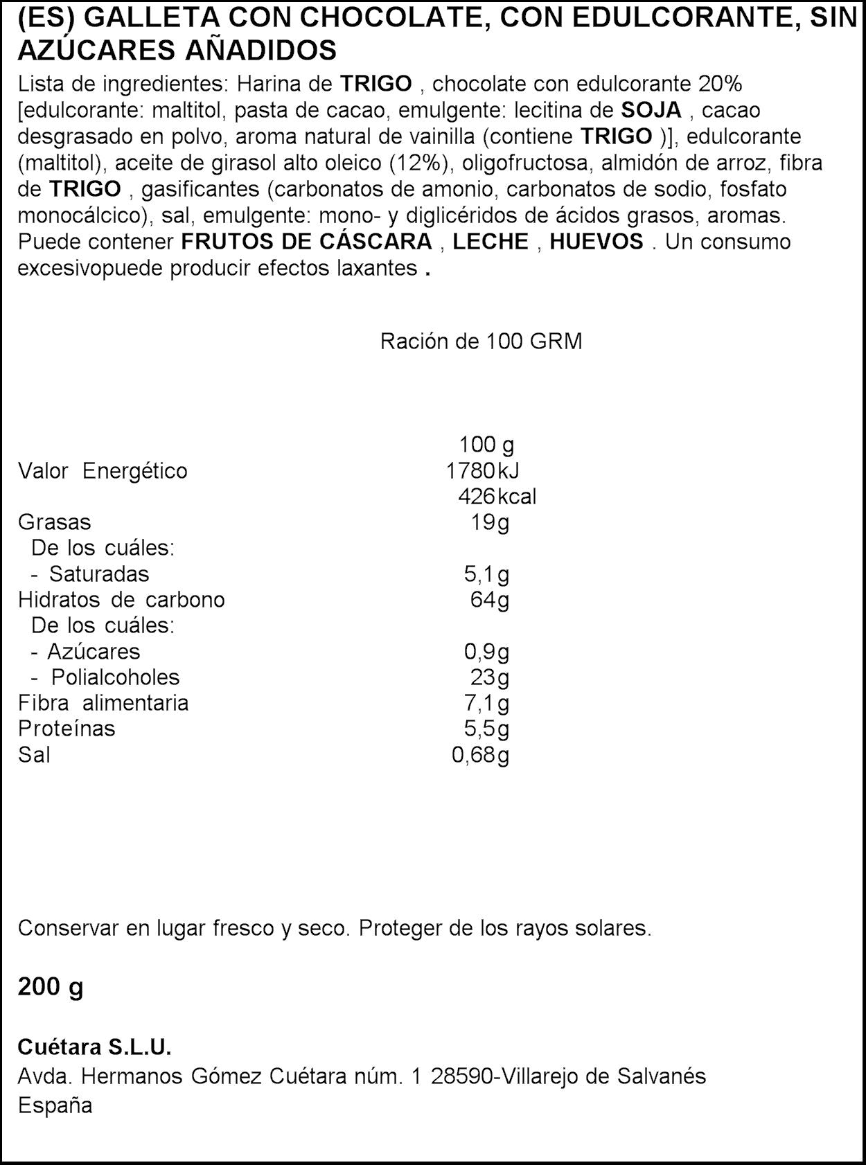 Galletas 0% campurrianas pepitas Cuétara 200g