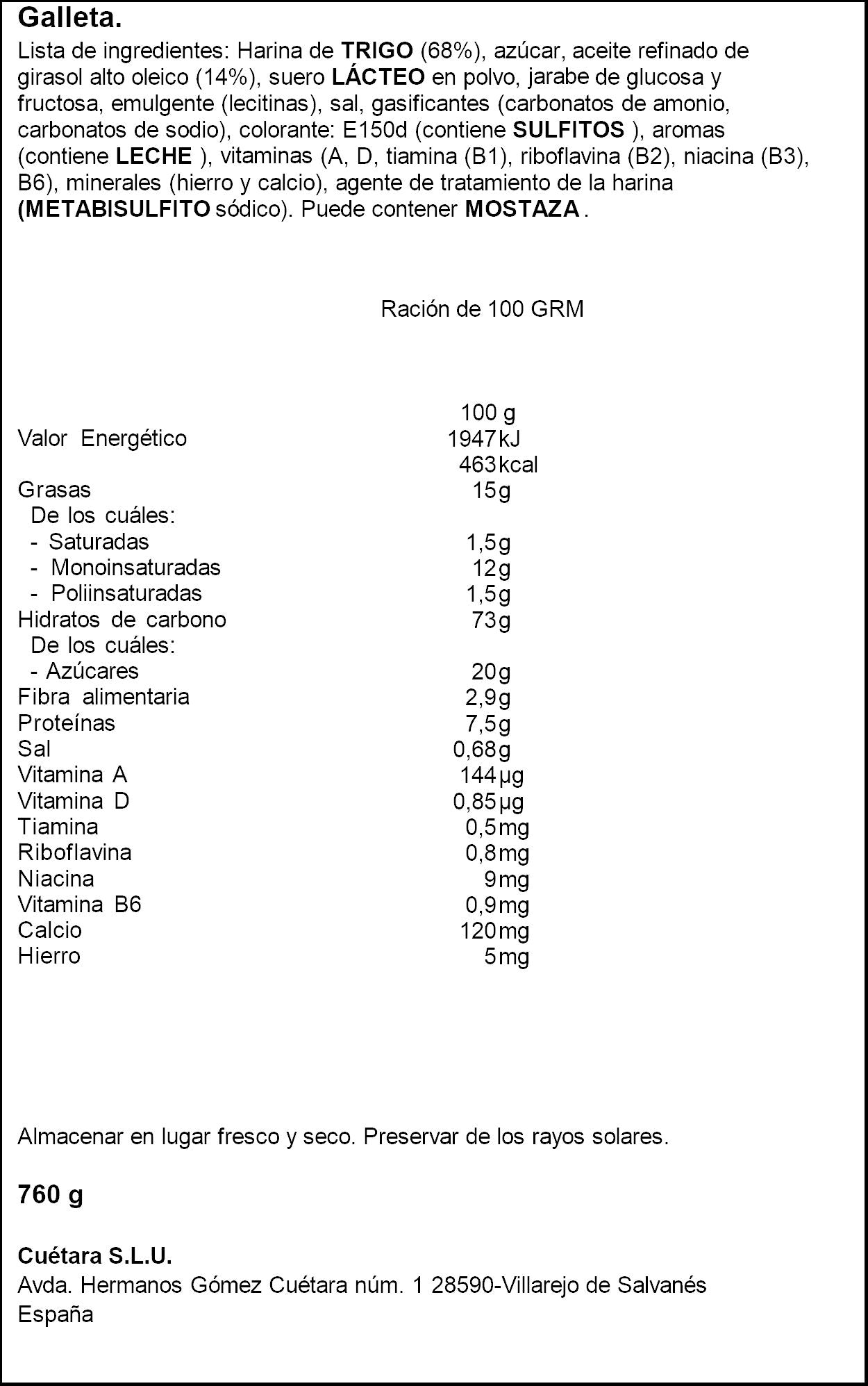 Galleta tostarica Cuétara 760g