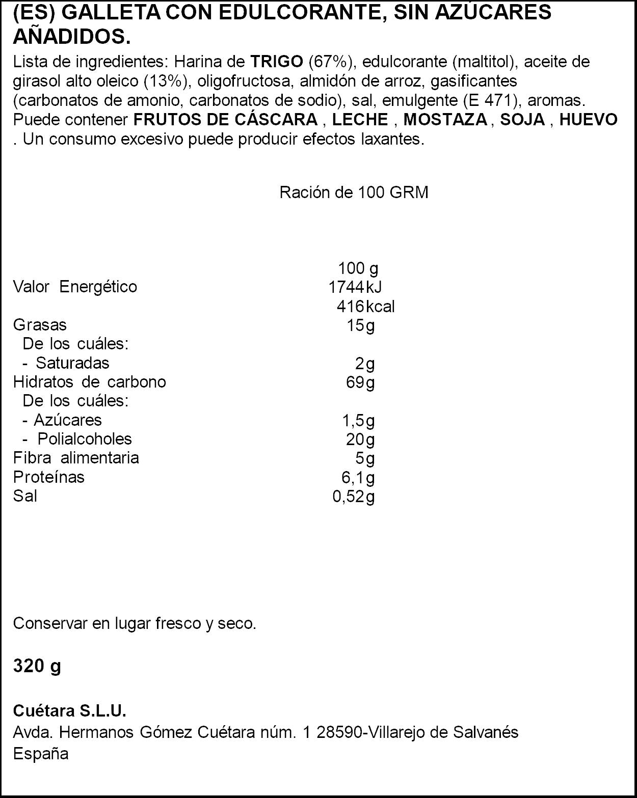 Galleta campurriana 0% Cuétara 320g