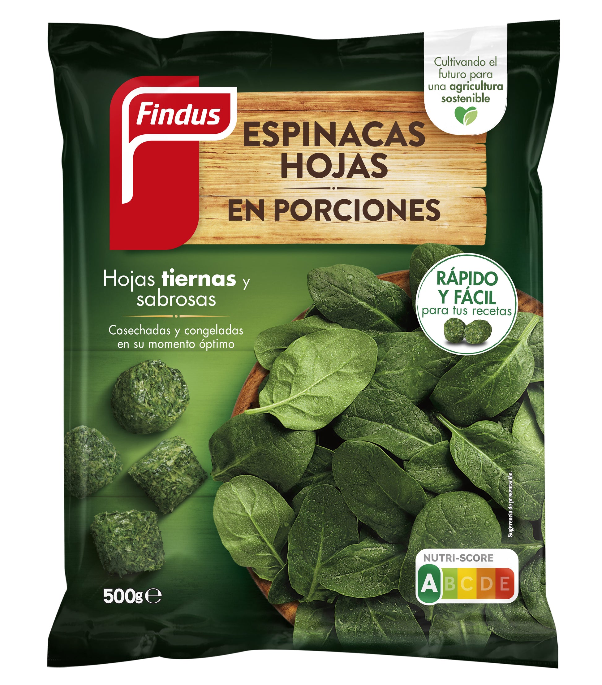 Espinacas hojas mini porciones Findus p16x500g