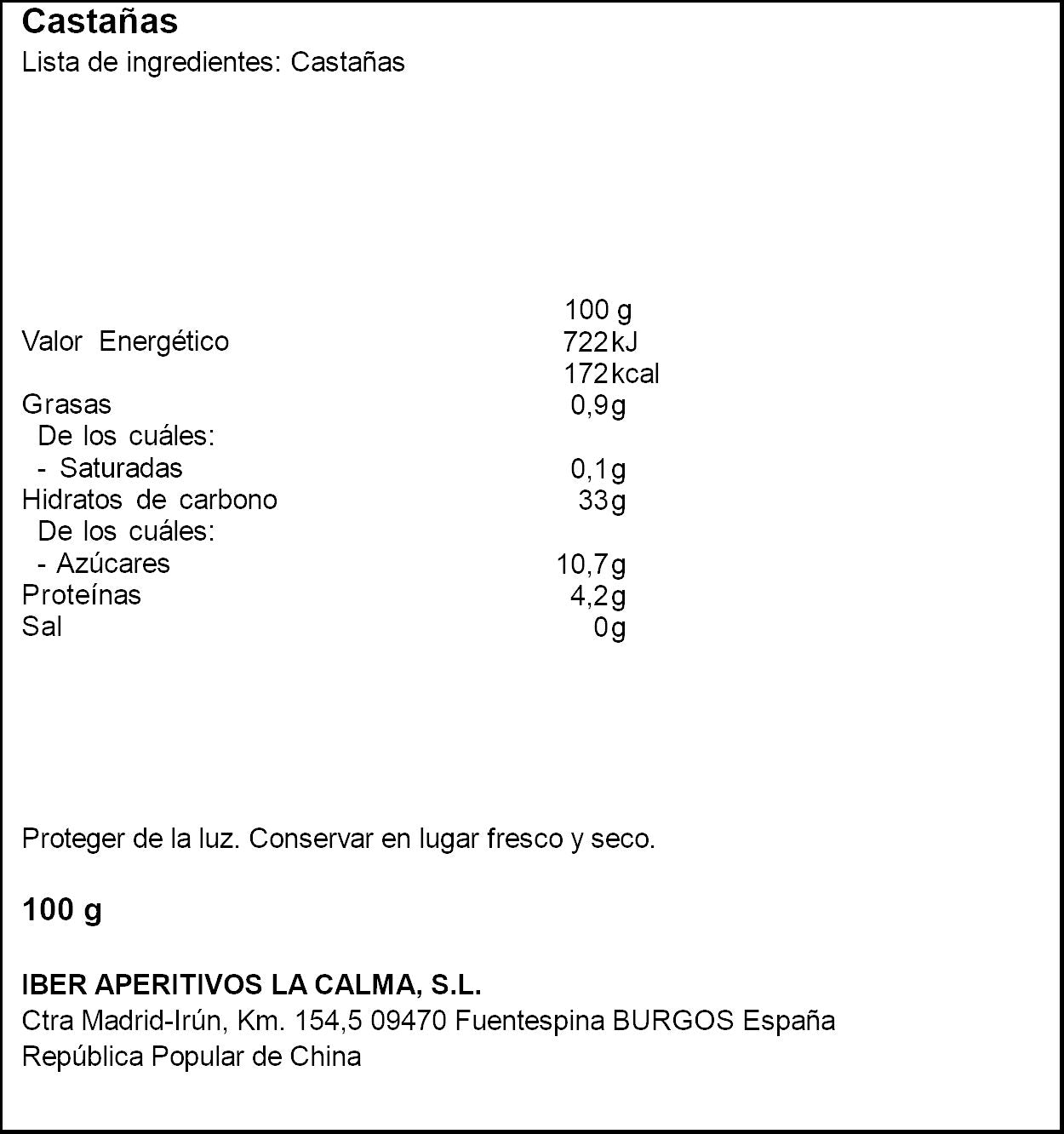 Castaña tostada pelada Dlu 100g