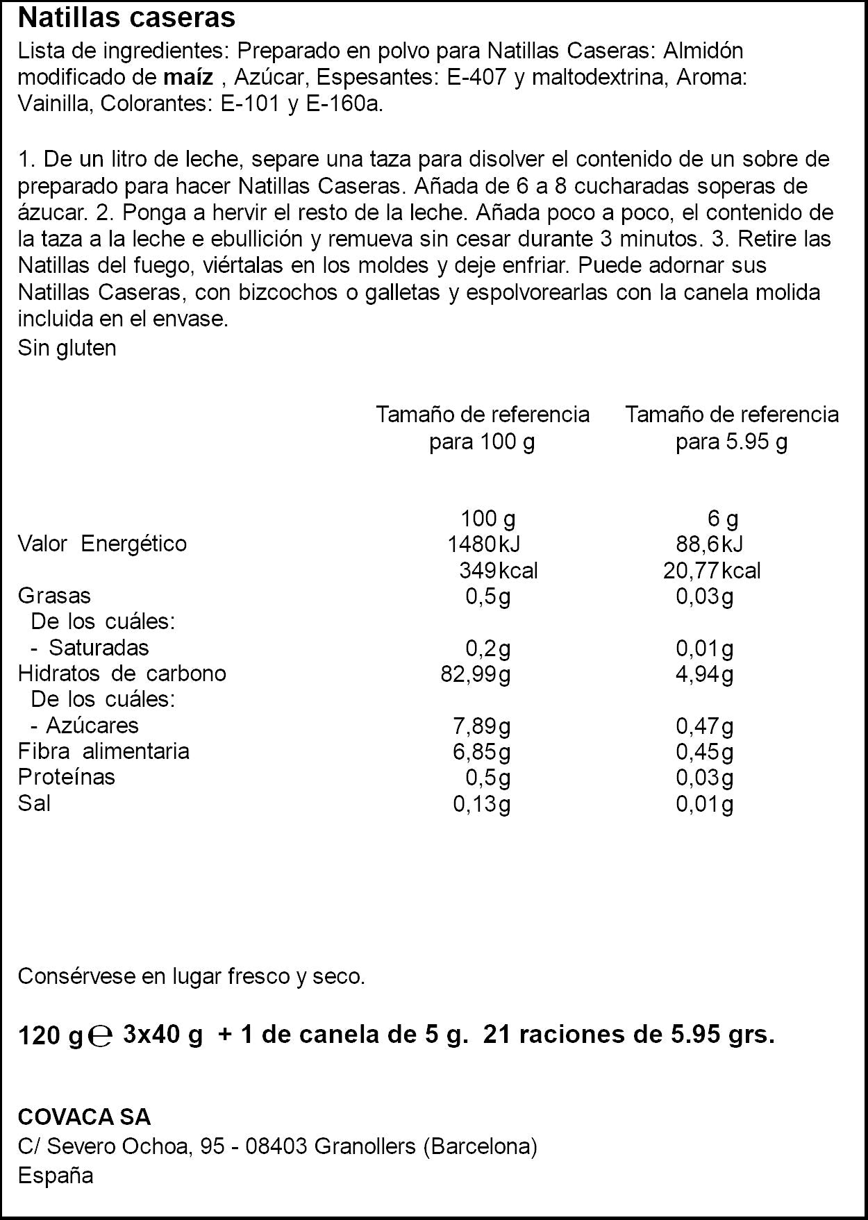 Preparado natilla casera Molino real 120g