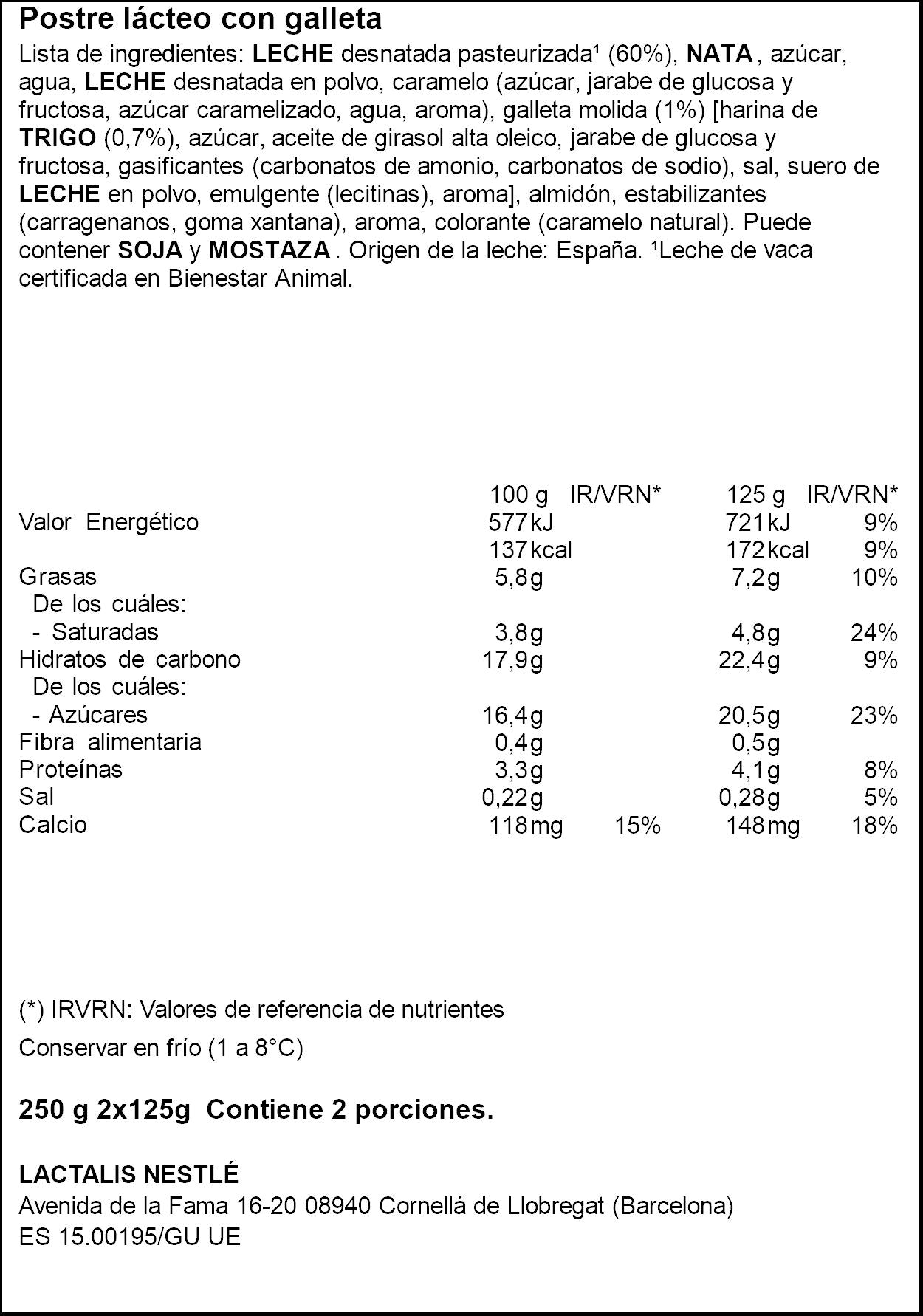 Postre galleta  La lechera p2 125g/u