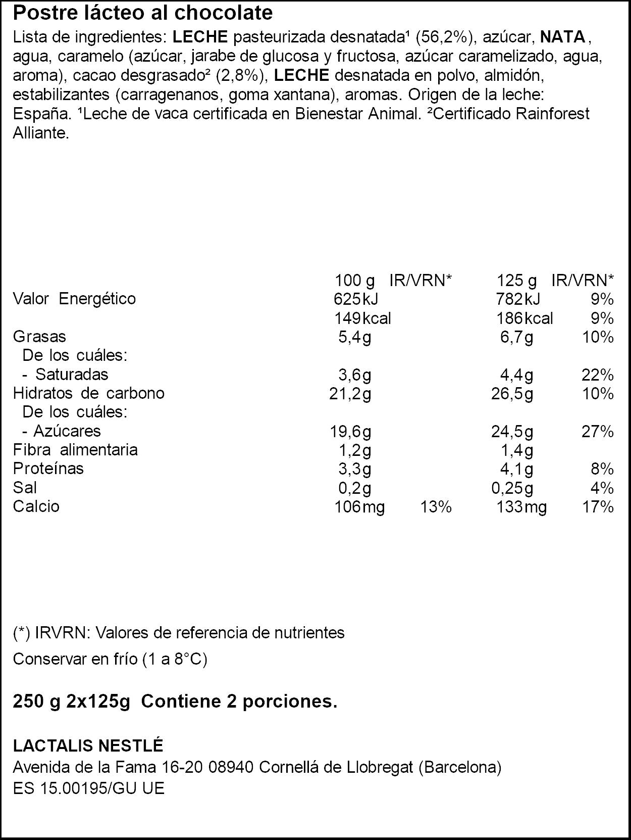 Postre trufa  La lechera p2 125g/u