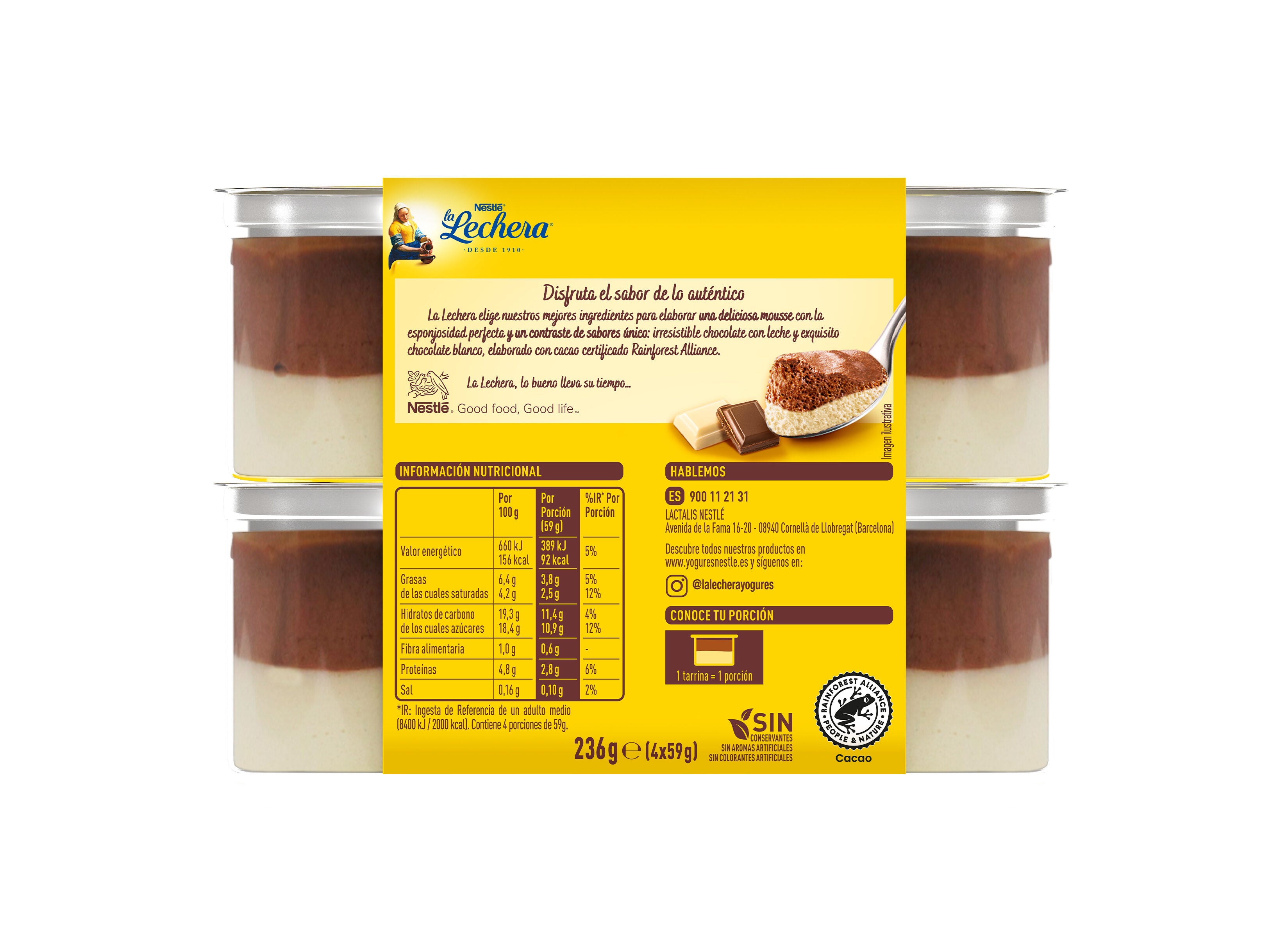 Mousse duo chocolates La lechera p4 59g/u