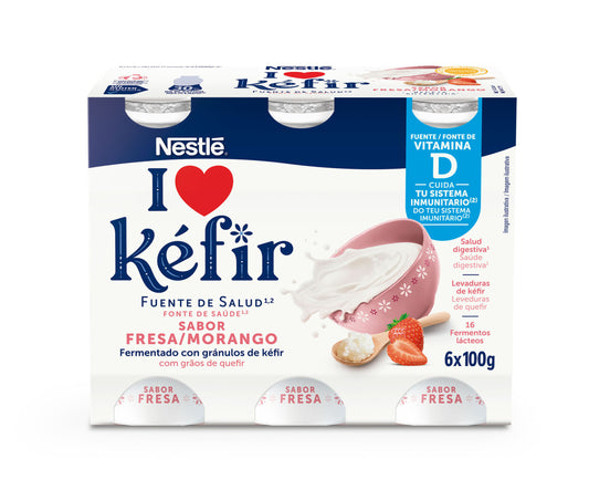 Kefir liquido fresa Nestle p6 100g/u La Despensa