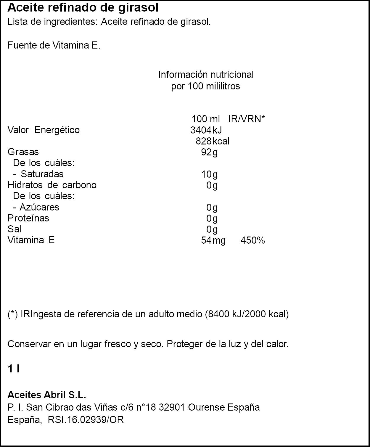 Aceite girasol Abril 1l