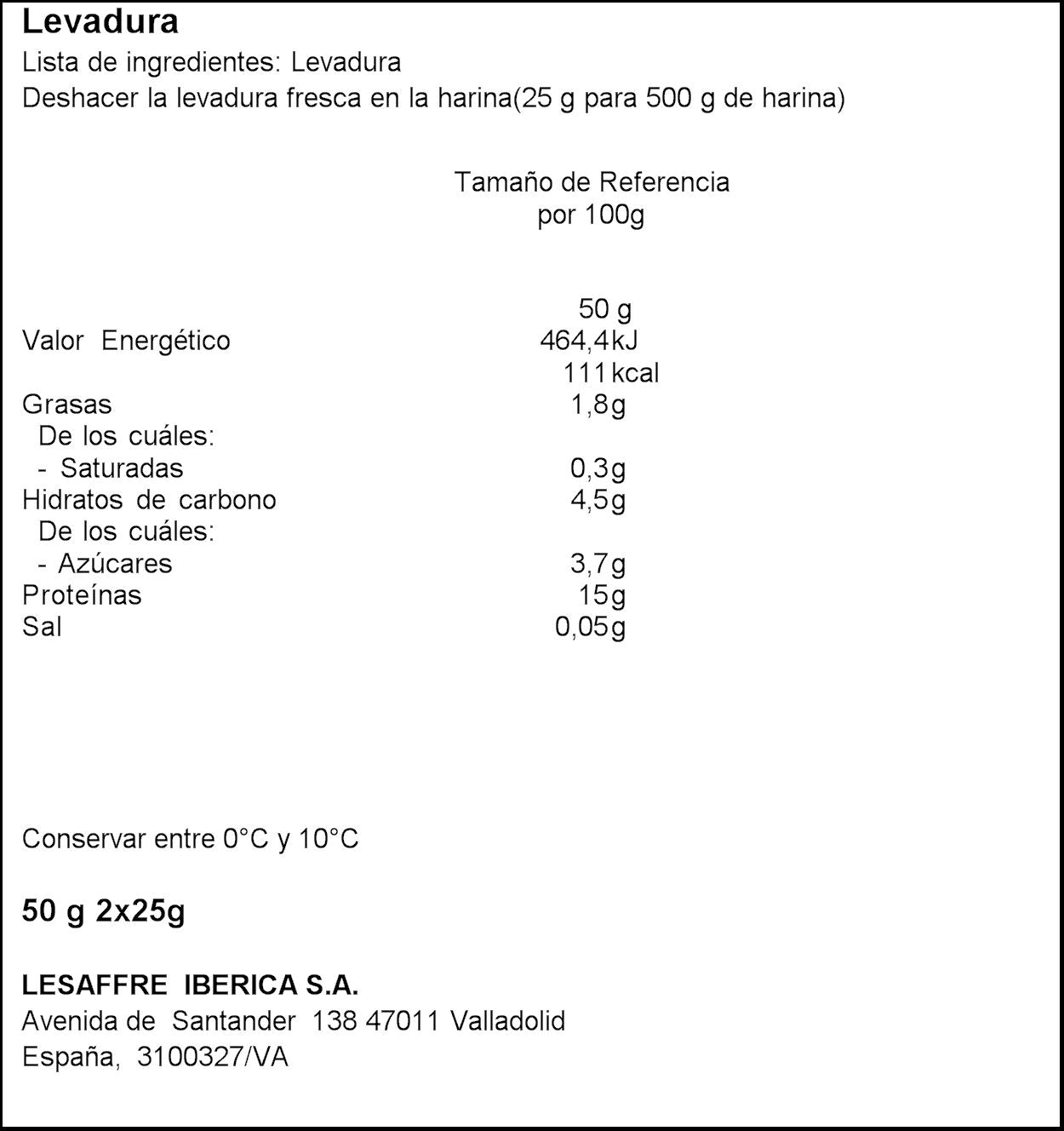 Levadura fresca Levanova p2 25g/u
