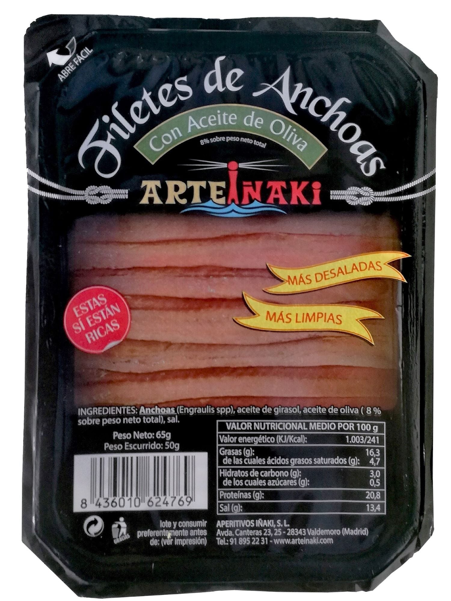 Filete anchoa aceite oliva Arteiñaki 50g