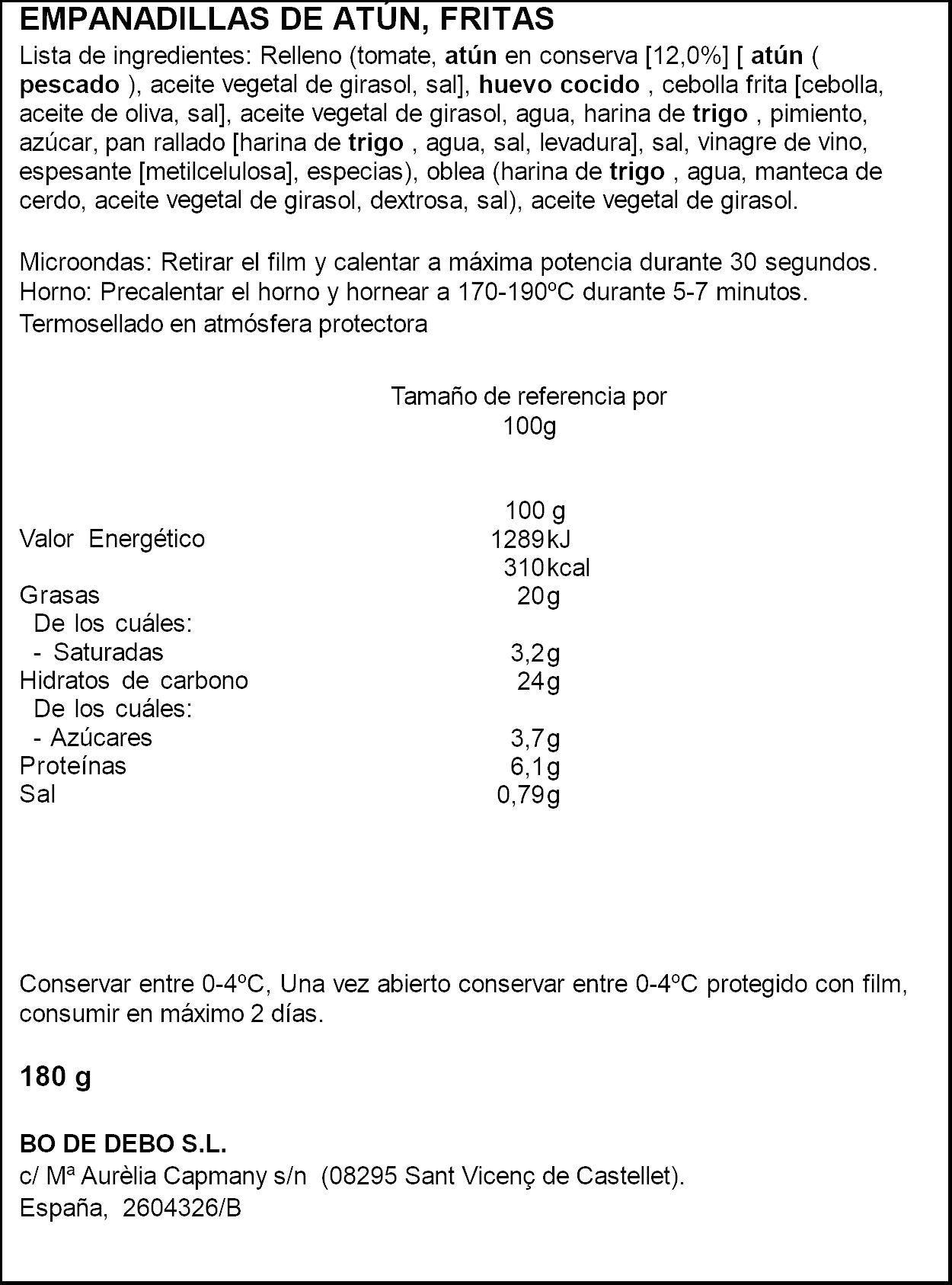 Empanadillas de atun Bo de debo 180g