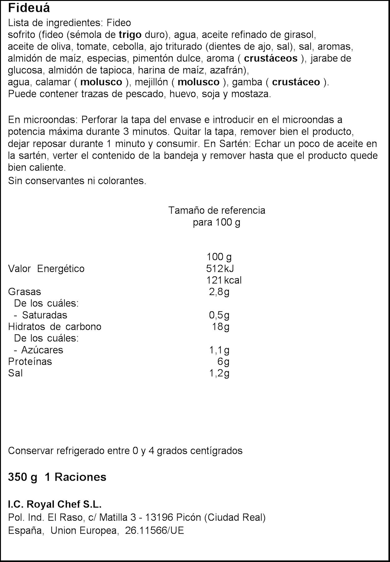 Fideuá marisco Royal chef 350g