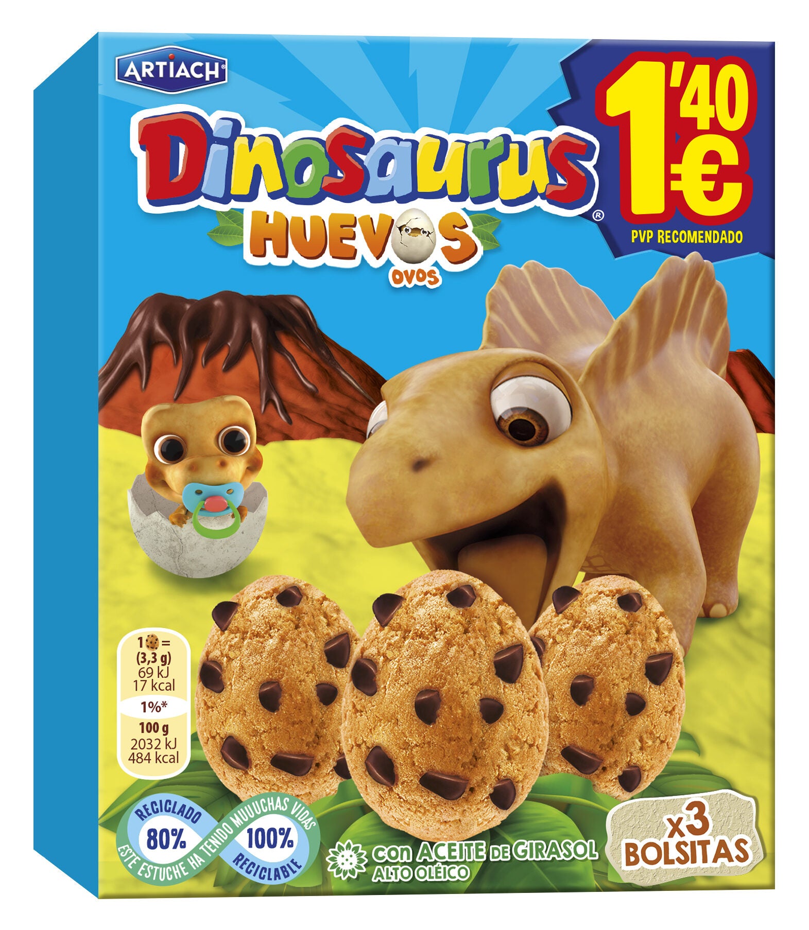 Galleta huevos Dinosaurus Artiach 140g