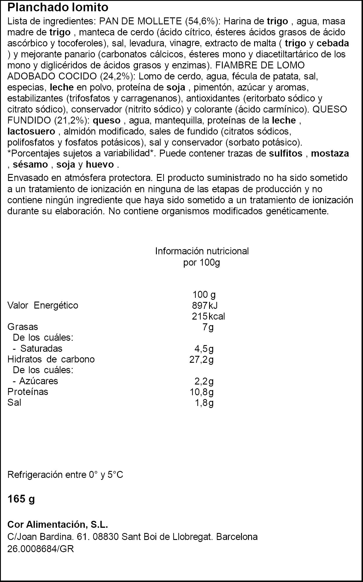 Planchado lomito Pancomido 170g