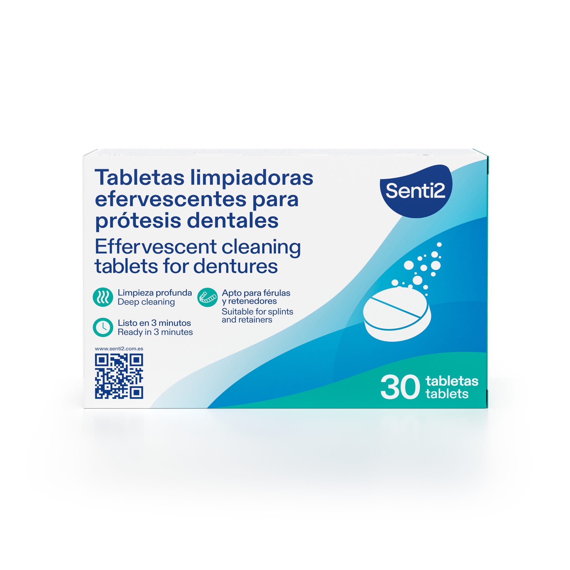 Pastillas limpieza protesis dentales senti-2 30u