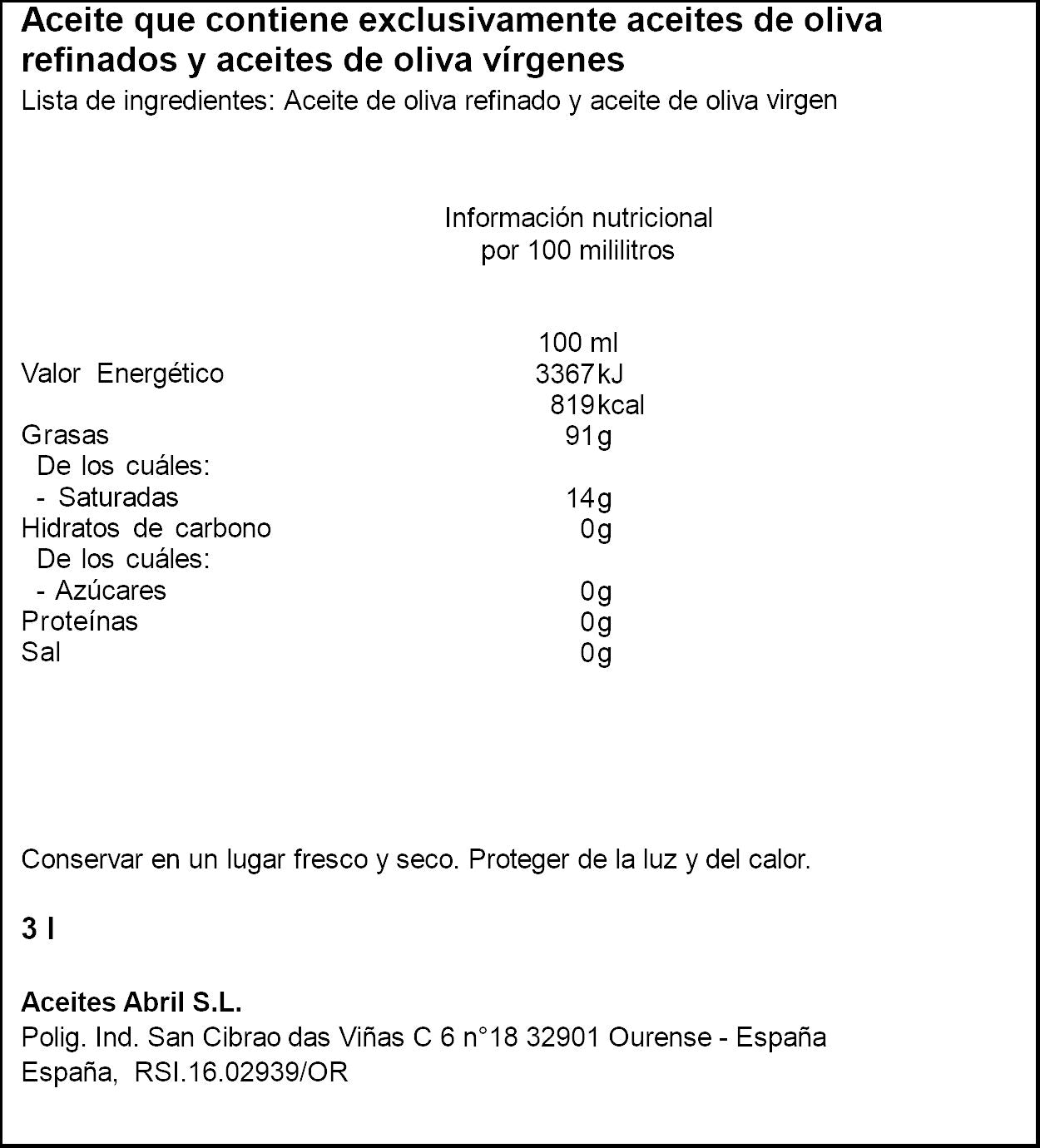 Aceite oliva suave 0.4 Abril 3l