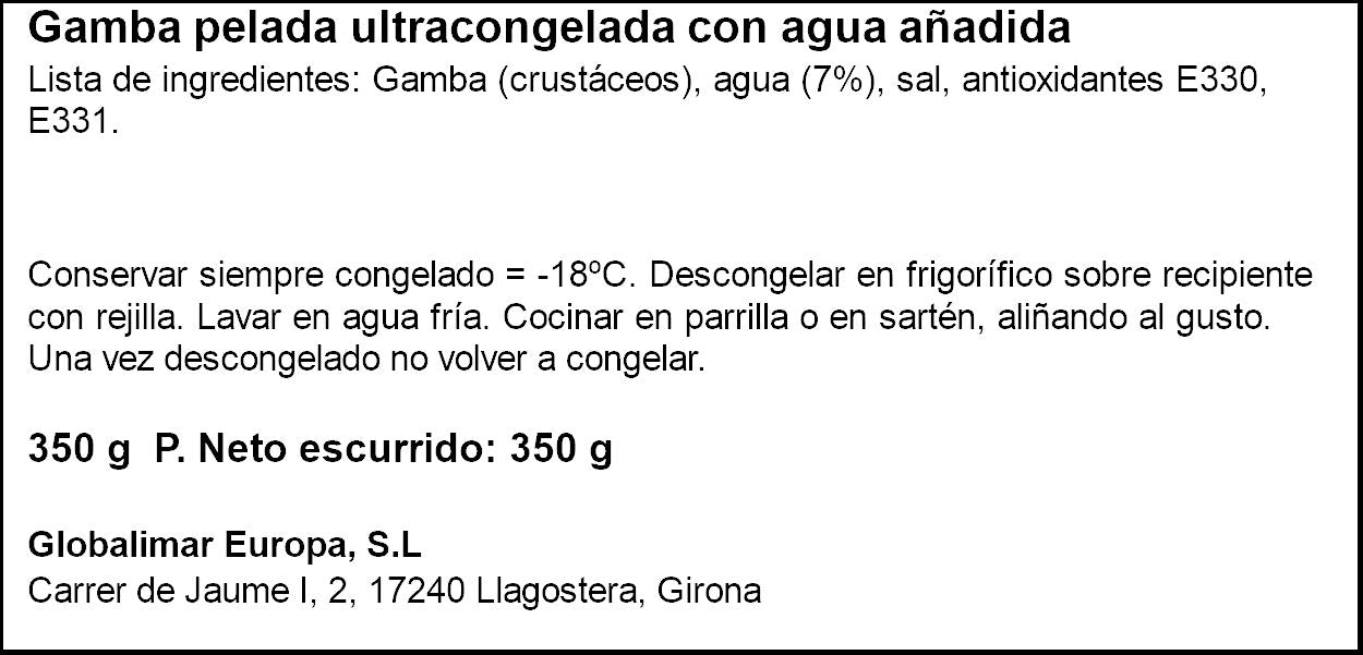 Gamba pelada 30/50 Aligator 350g