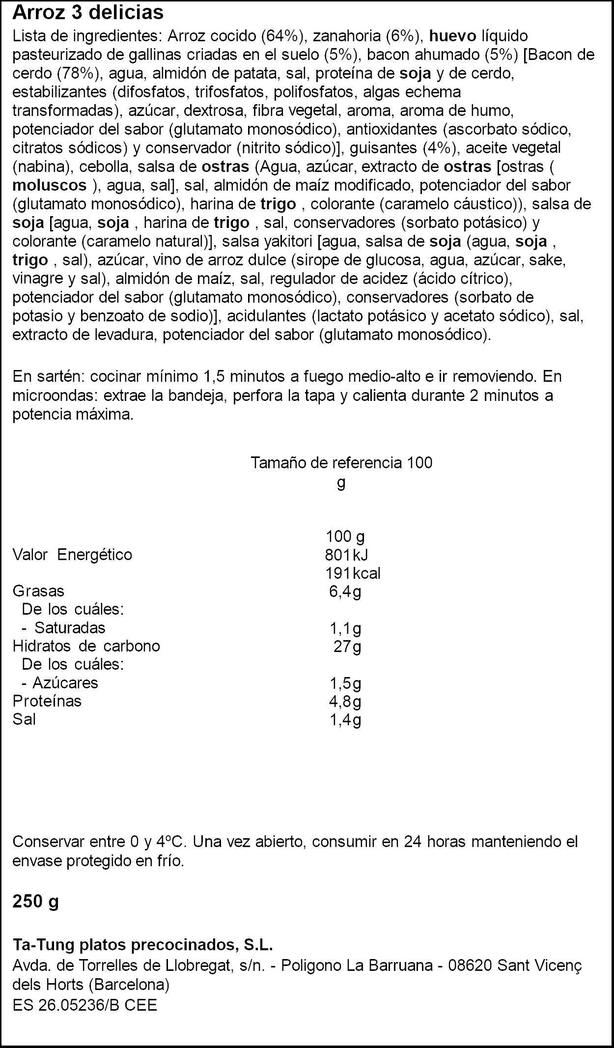 Arroz 3 delicias  Ta-tung 250g