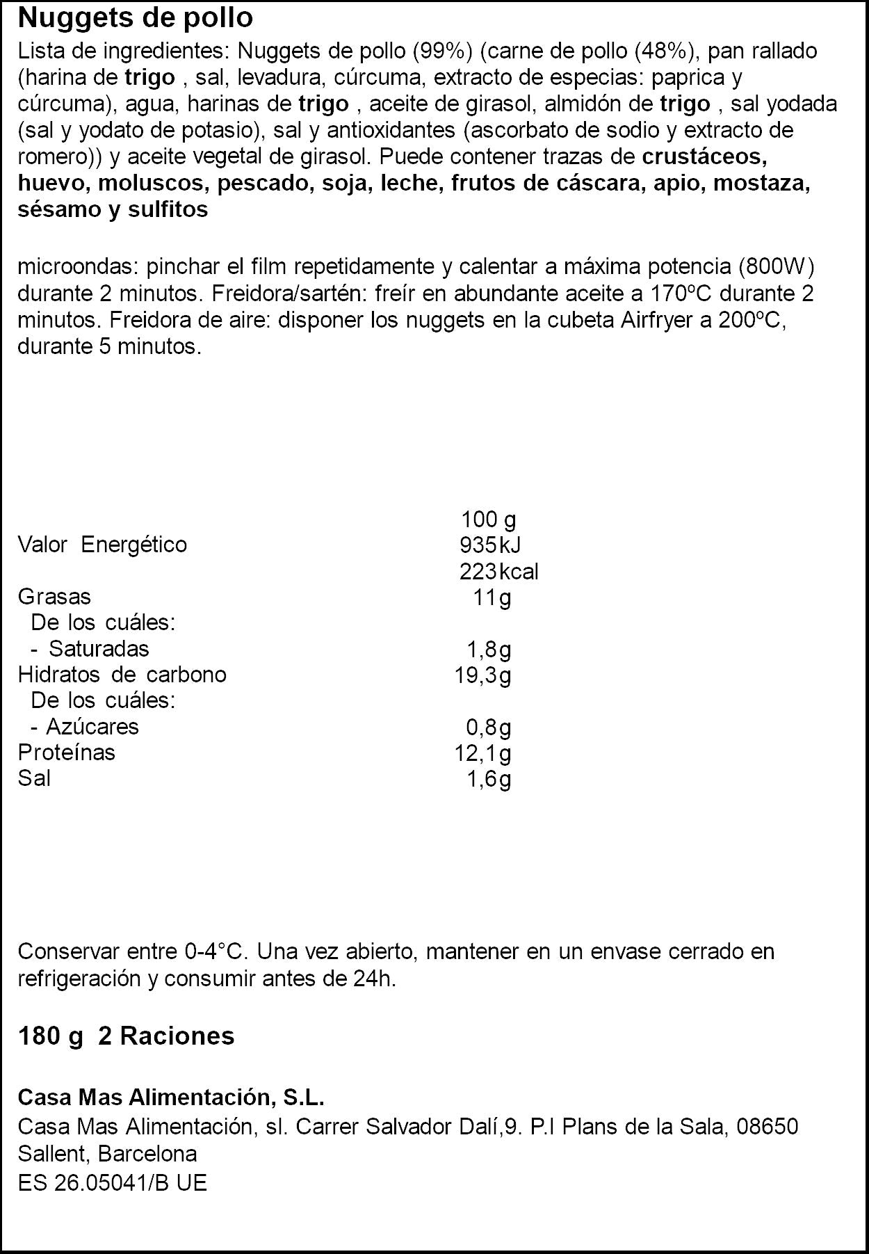 Nuggets pollo Casa mas 200g